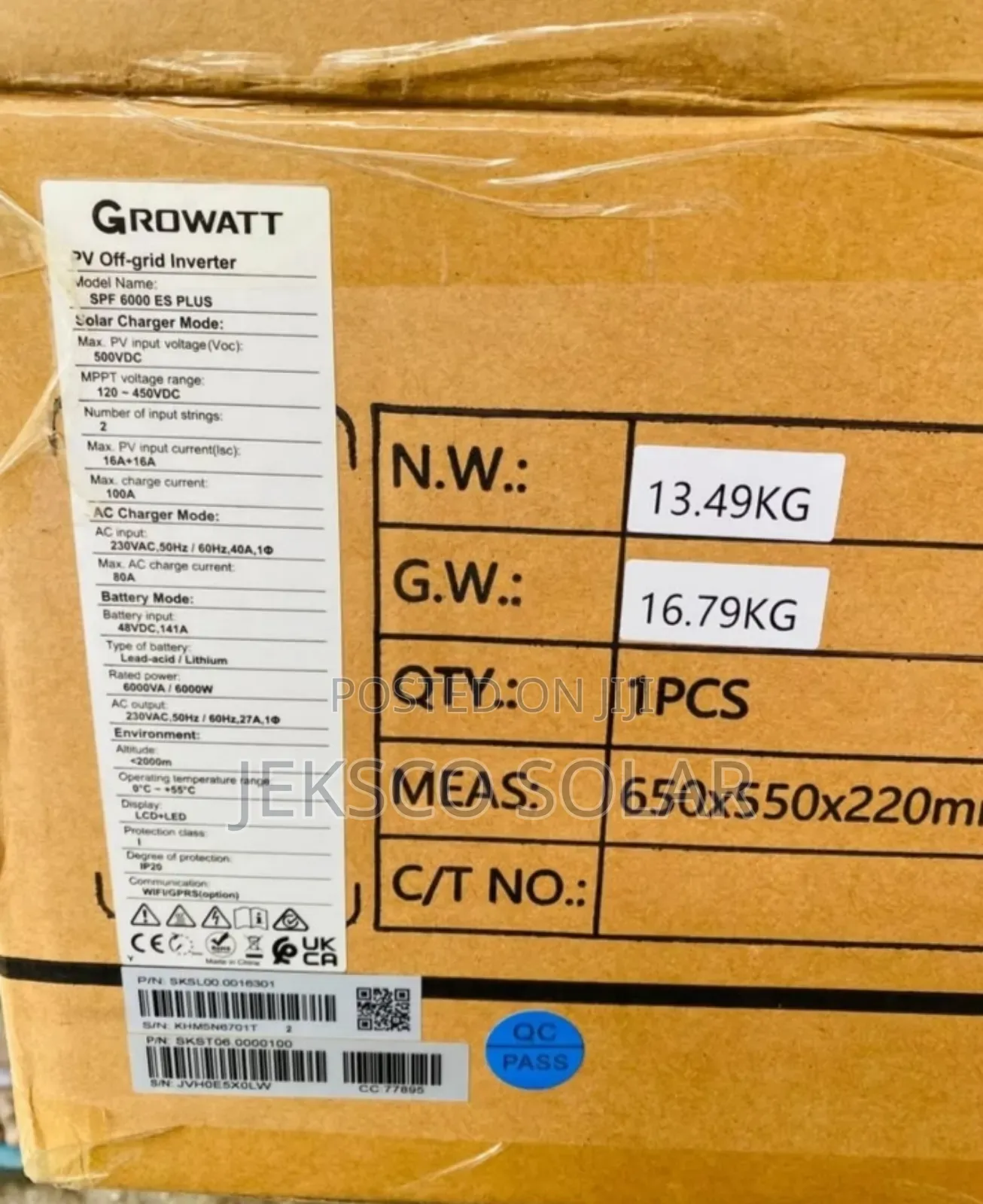 Growatts 6kva, 48v Solar Inverter, With Wifi