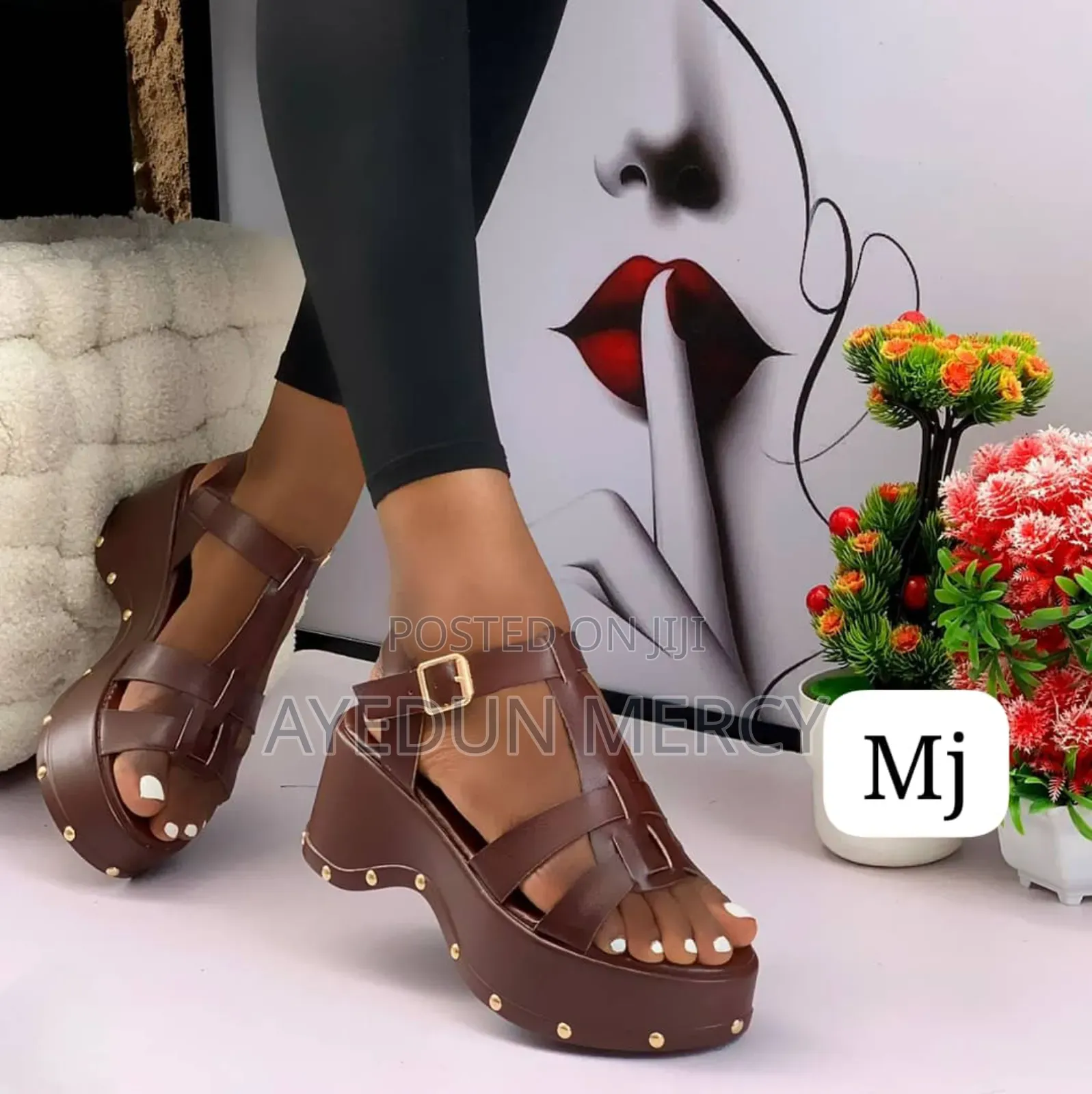 Ladies Leather Sandals Wedge