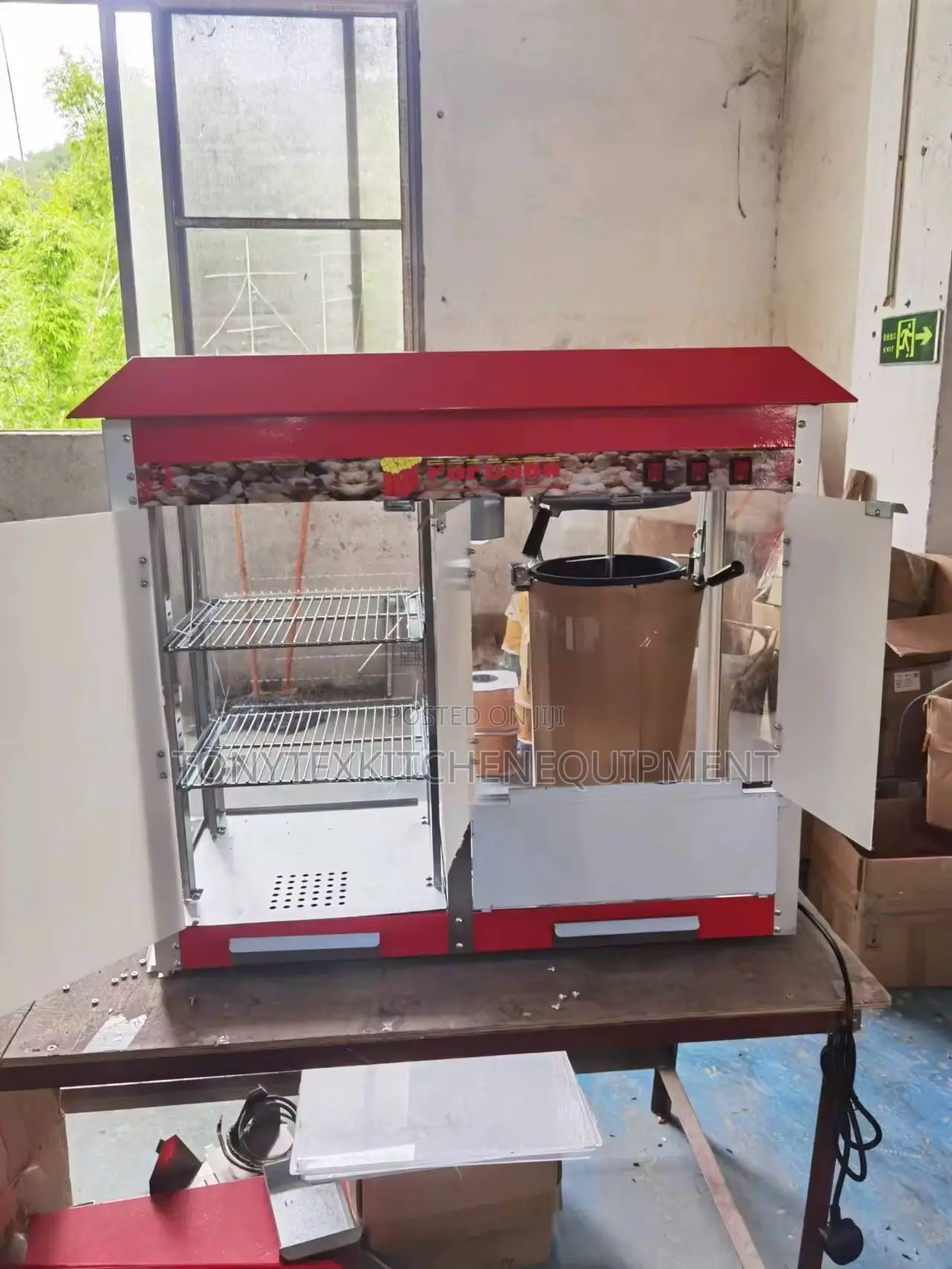 Commercial Popcorn Machine With Side Snacks Display Showcase