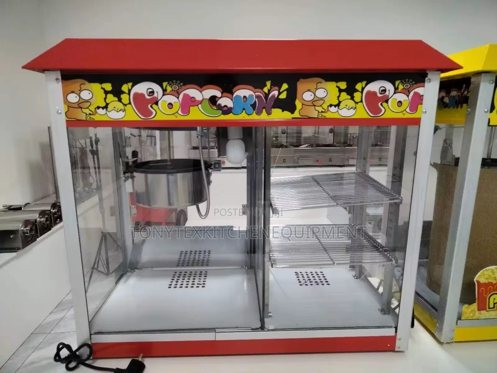 Commercial Popcorn Machine With Side Snacks Display Showcase