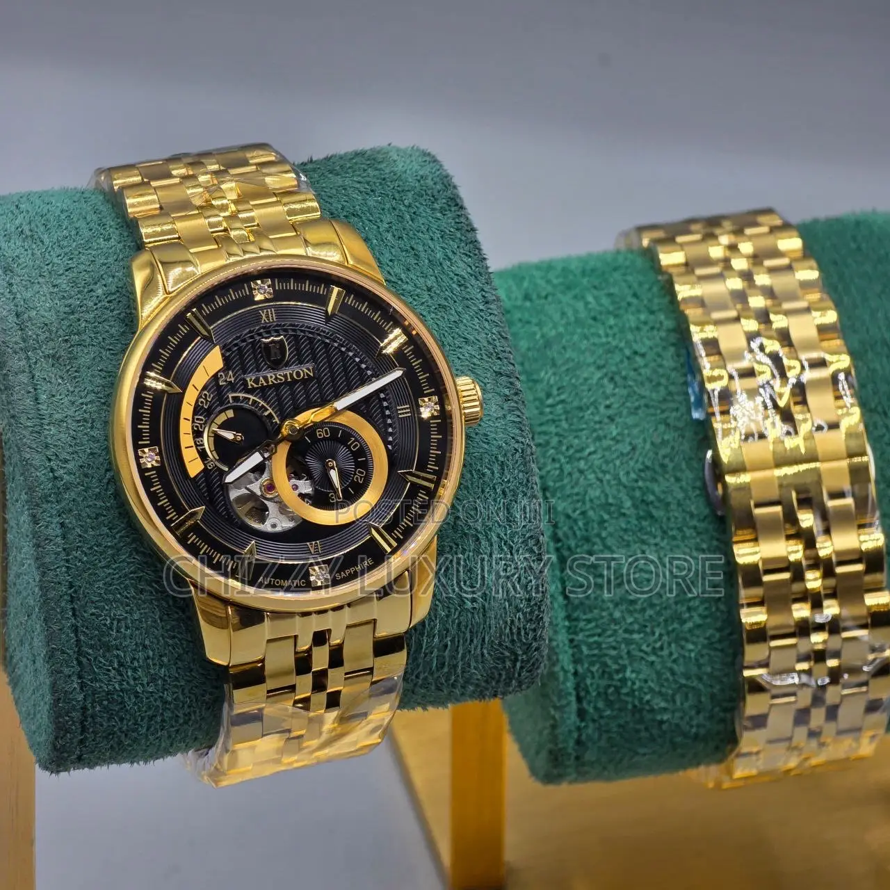 Karson Quality Luxury Men Chronograph Chain Strap Wristwatch.