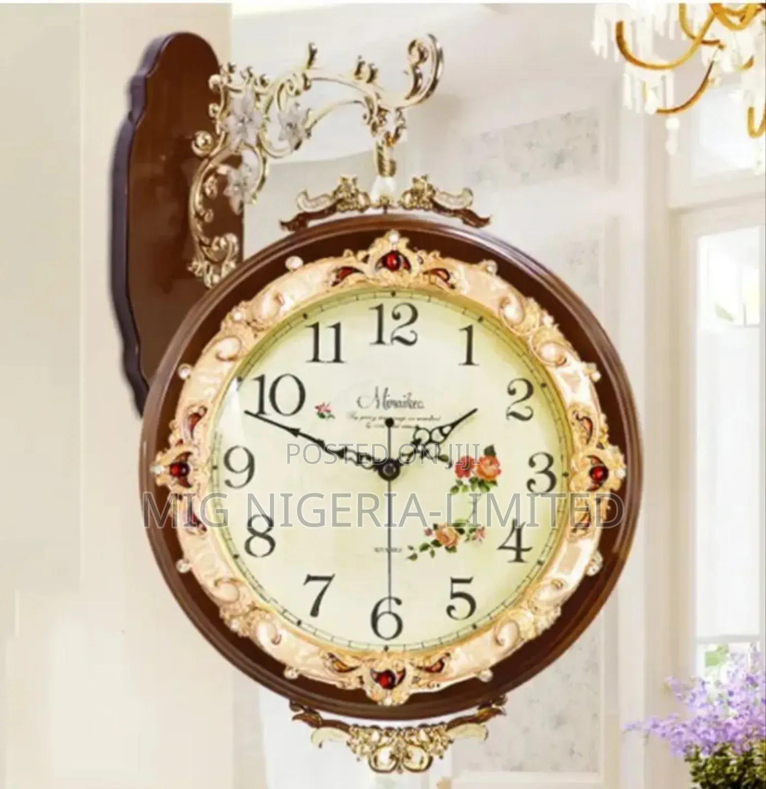 Wall Clock Double-Sided Non-Ticking Silent Clock