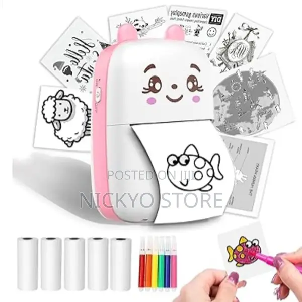 Portable Mini Printer With Papers and Writing Accessories