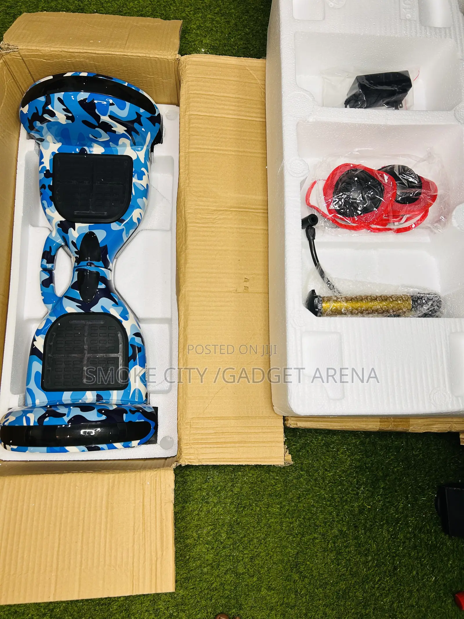 Premium 10-Inch Smart Hoverboard – Camo Blue Classic White Editions