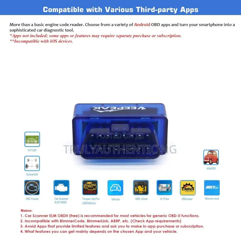 Veepeak Mini Bluetooth Obd2 Scanner Car Engine Code Reader Diagnostic