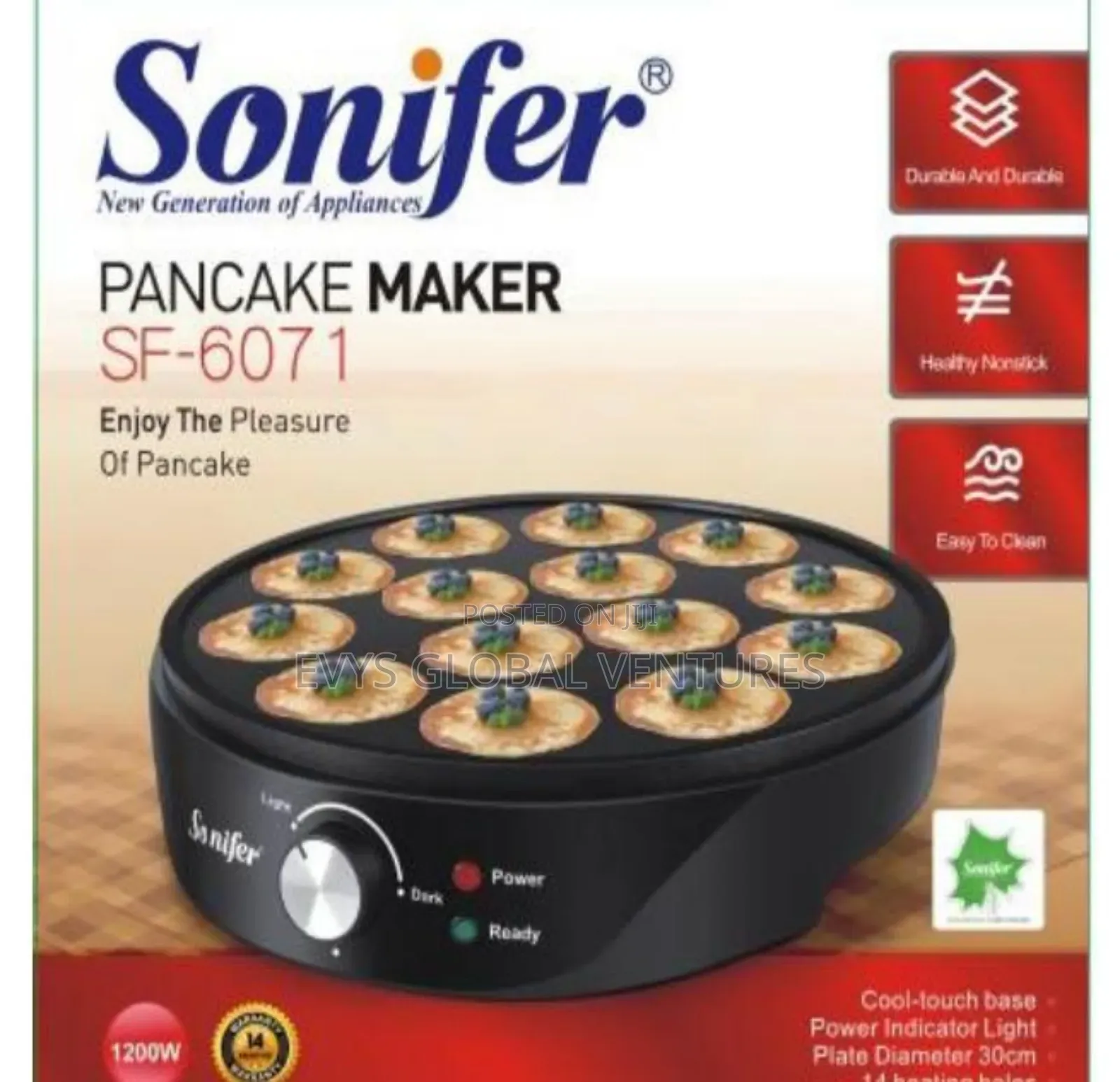 Sonifer Pancake Maker 14 Heating Holes-Sf-6071