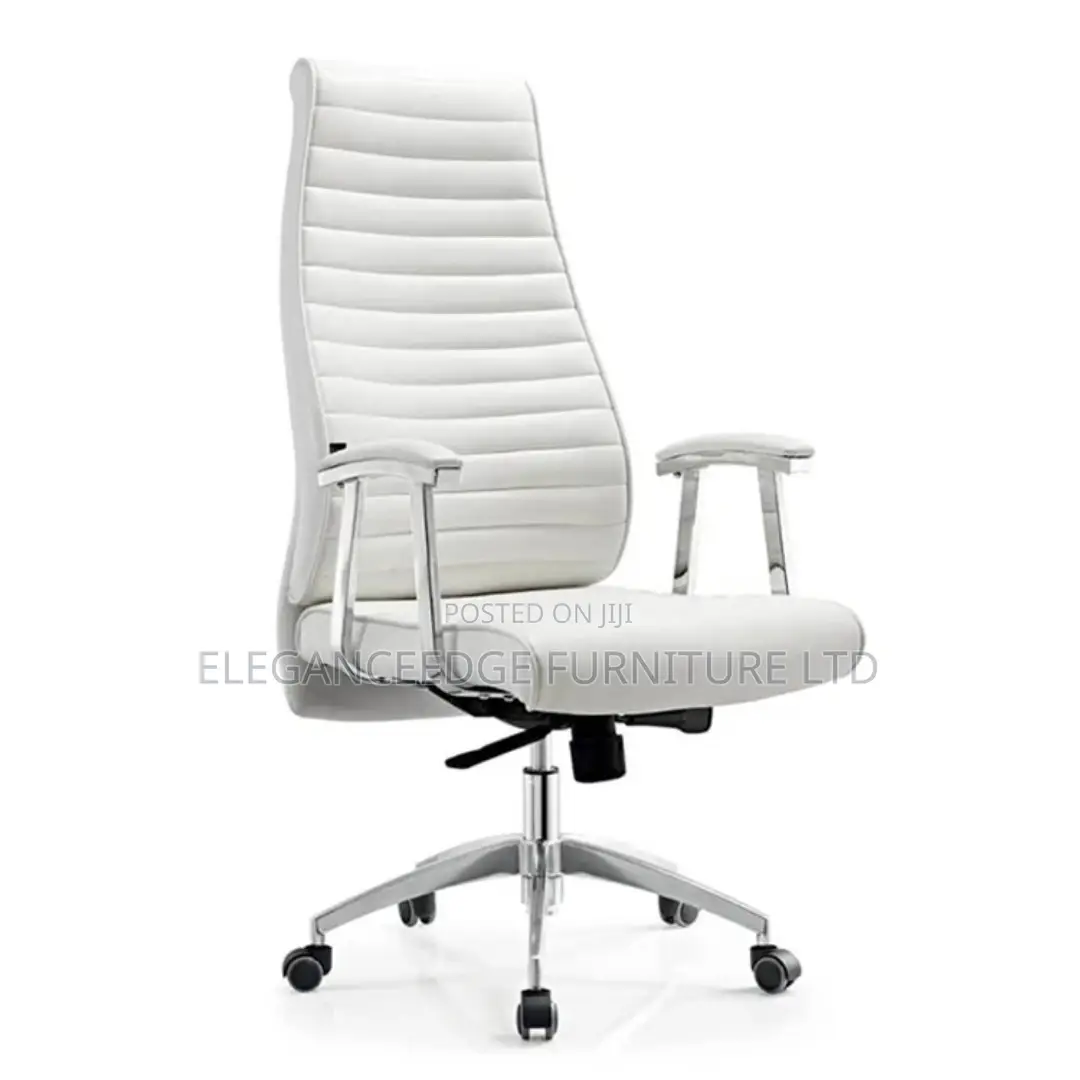 White Leather Modern Reclining Ergonomic Executive Office Chair
