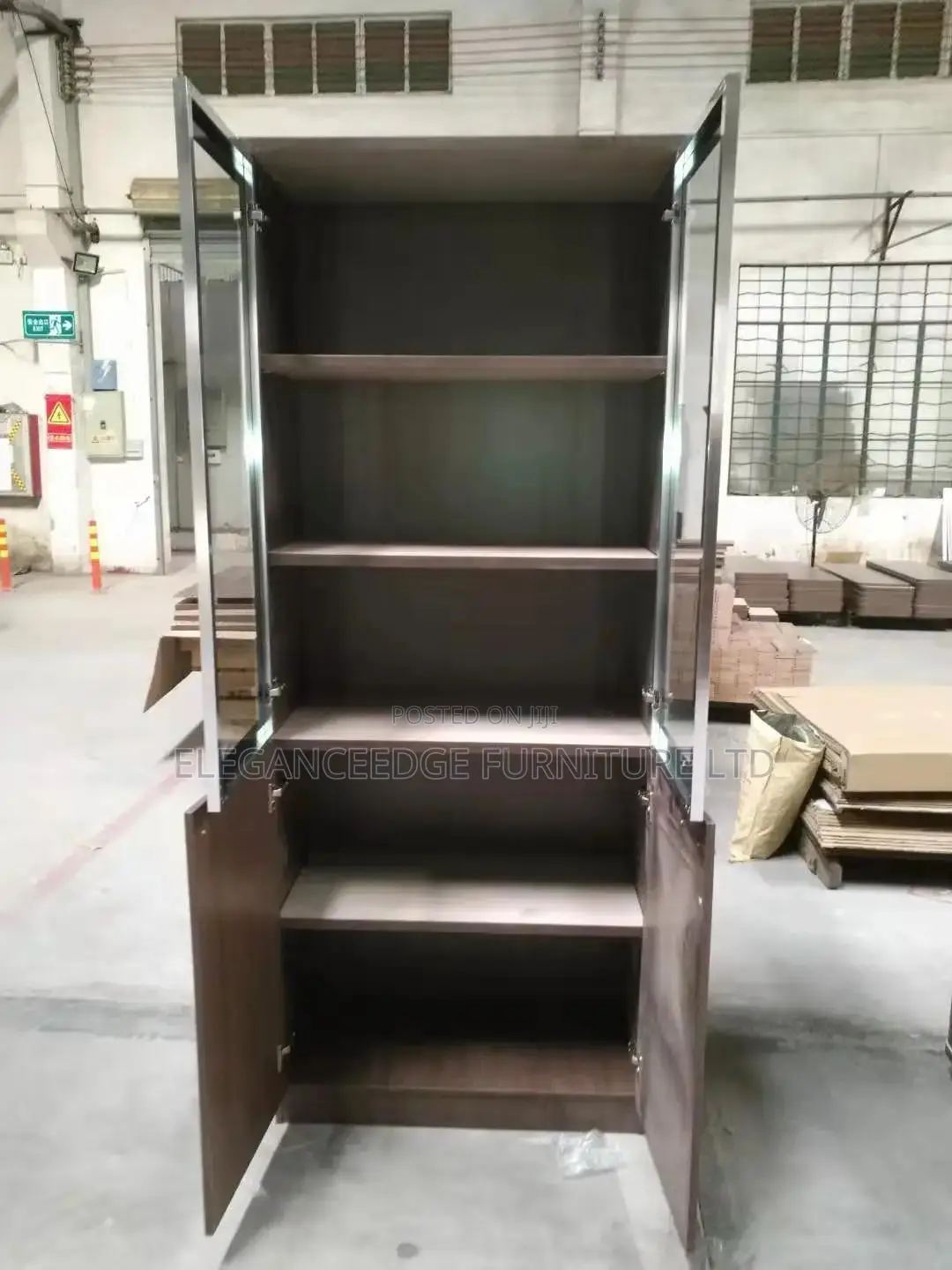 2 Doors Wooden and Glass Bookshelf , Cabinet for Home and Office