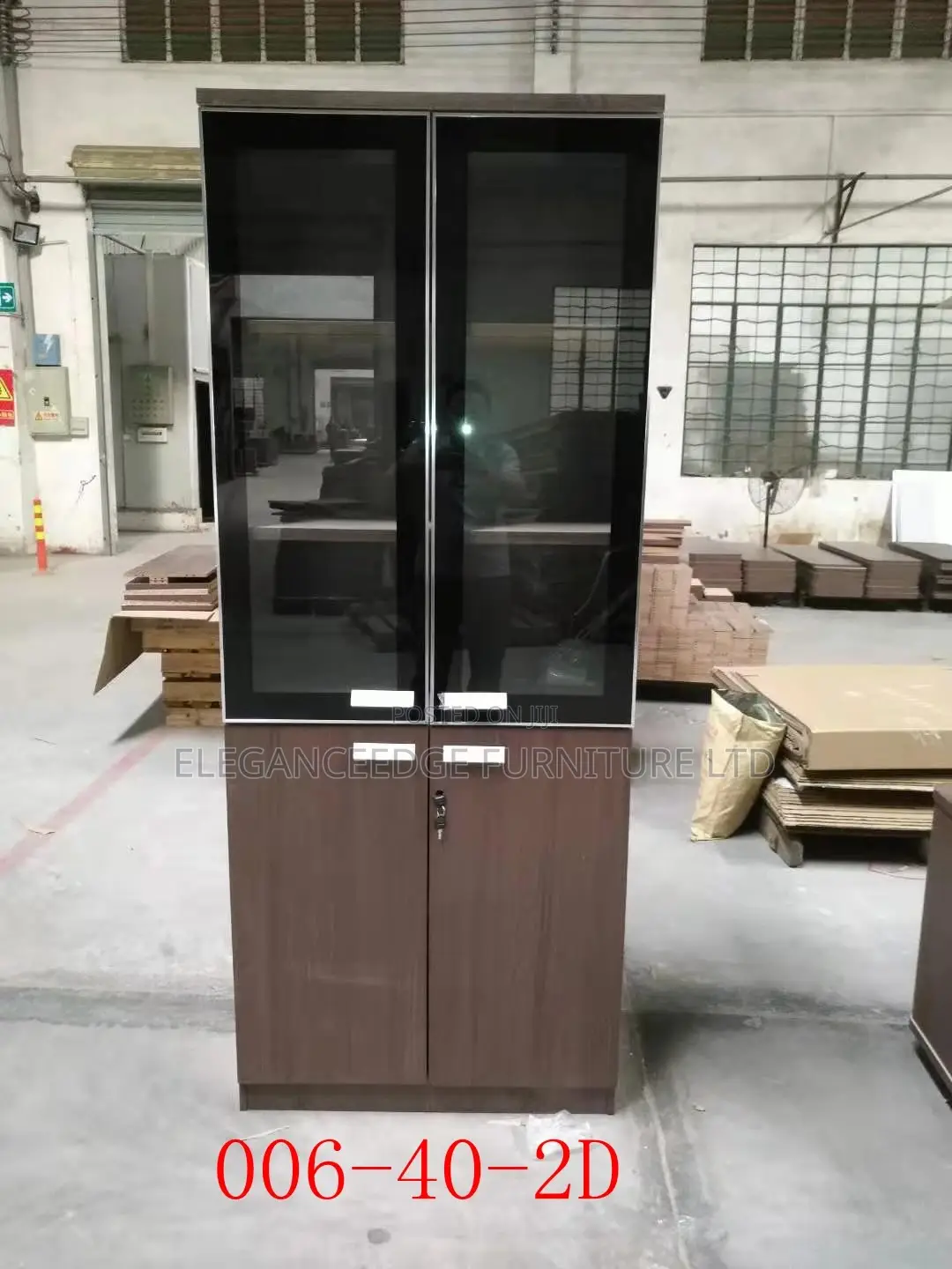 2 Doors Wooden and Glass Bookshelf , Cabinet for Home and Office