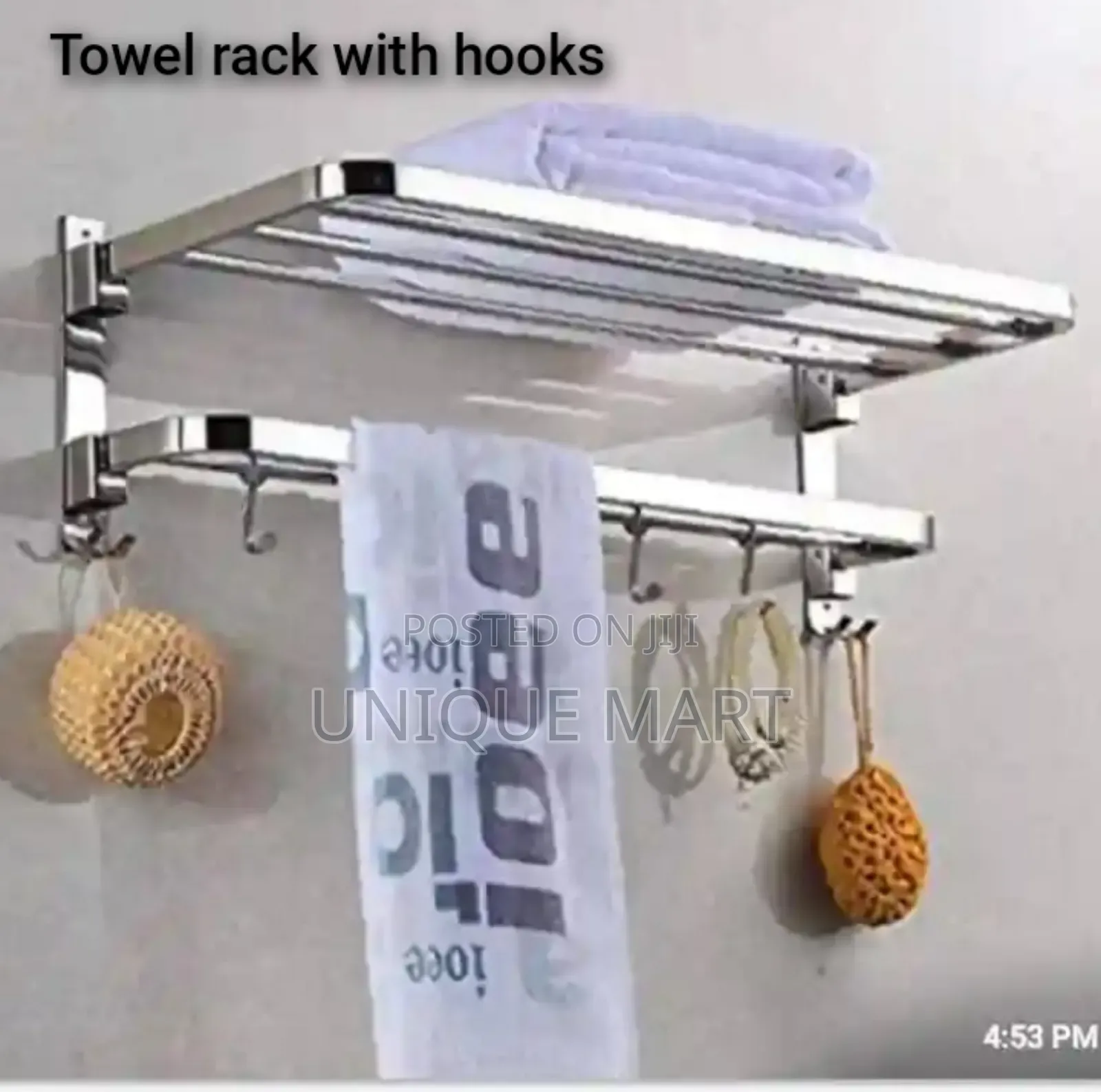 Dual Folding Stainless Towel Rack With Sponge Hooks