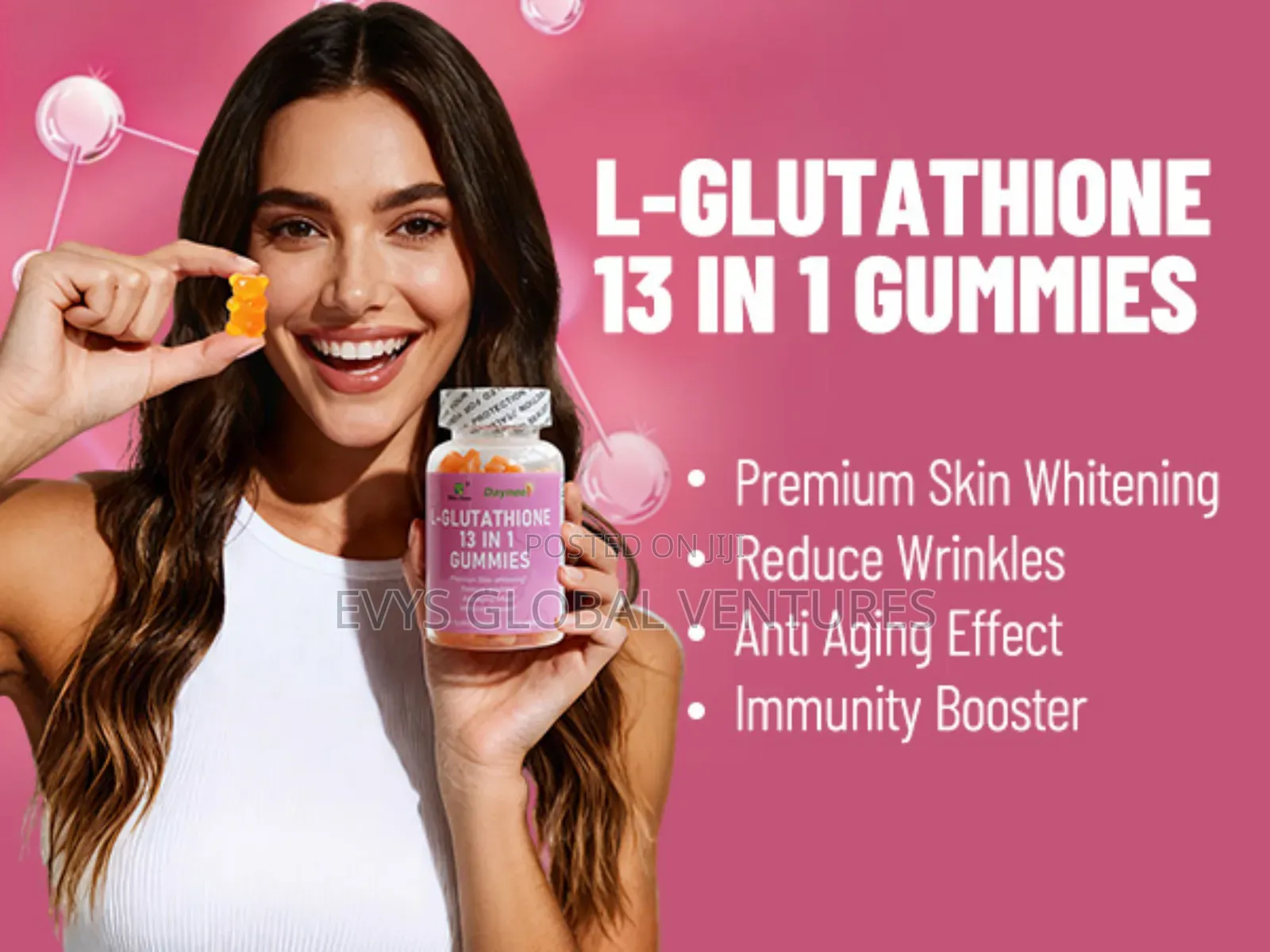 L-Glutathione 13 in 1 Gummies, Reduce Wrinkles Anti-Aging, 60 Count