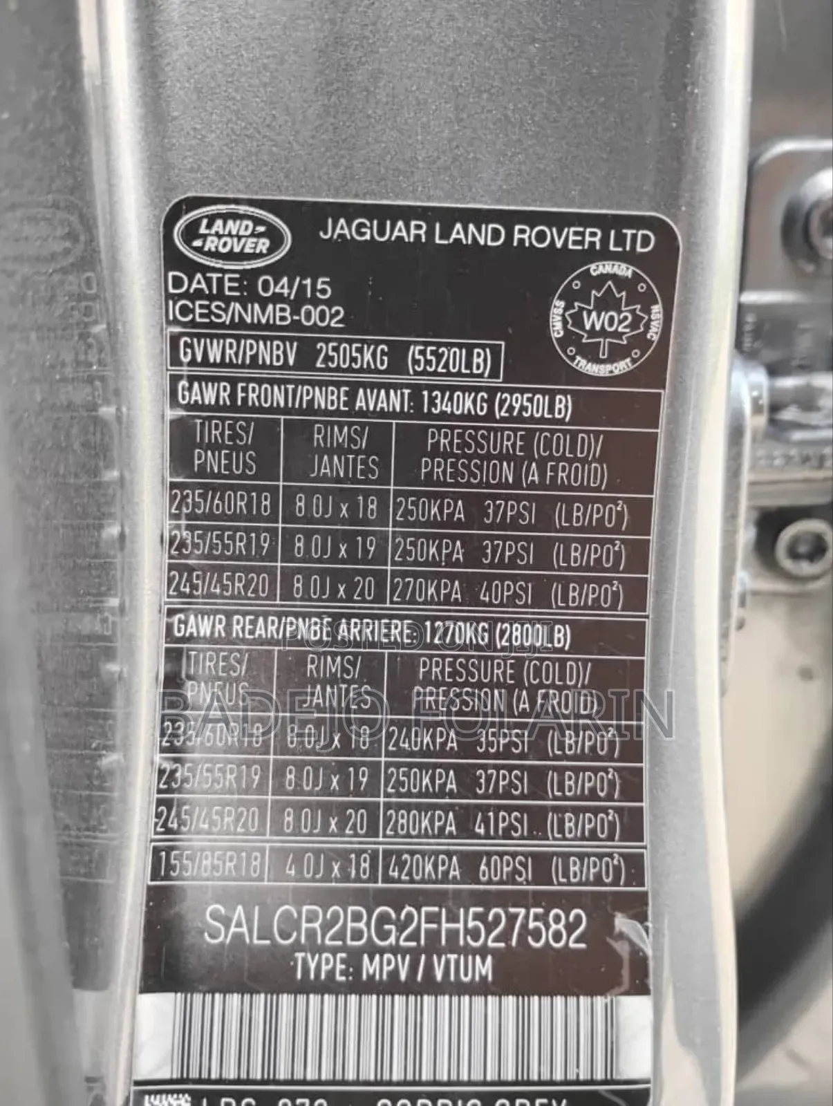 Land Rover Discovery 2016 Gray