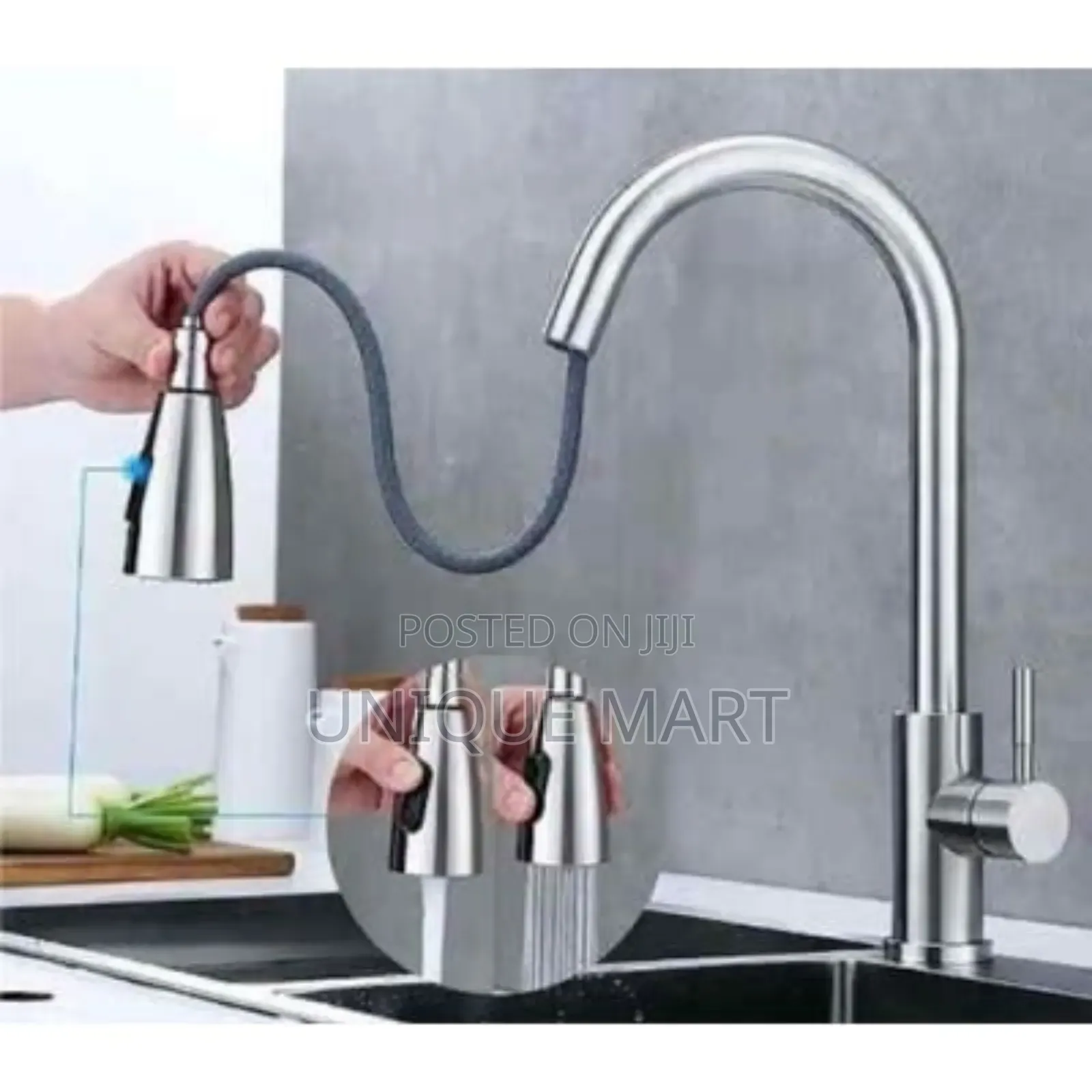 Stainless Steel Pullout Sink Tap With a Dual Function Sprayer Head