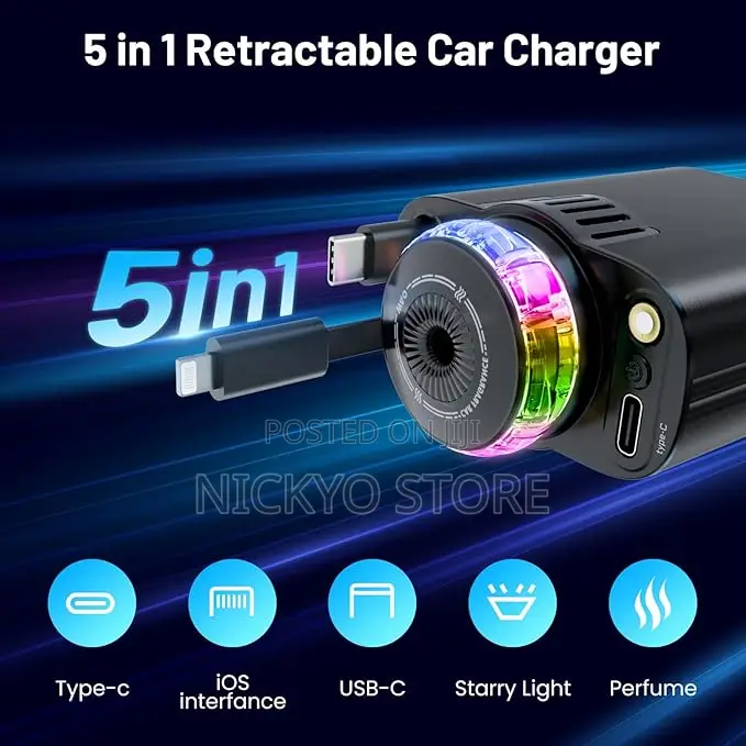 Starlight 5-in-1 Car Charger Ambient Light Projector