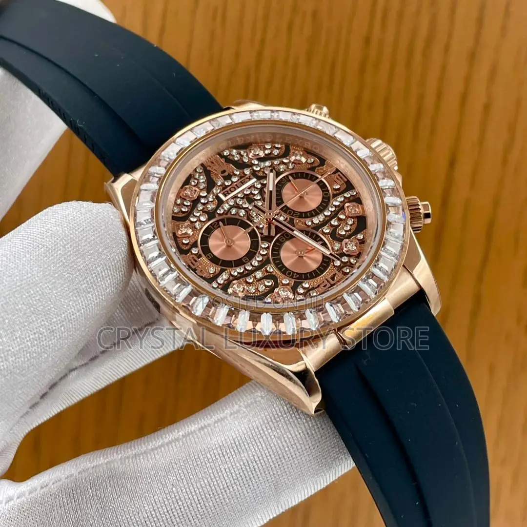 Rolex Quality Luxury Men Rubber Strap Automatic Engine Wristwatch