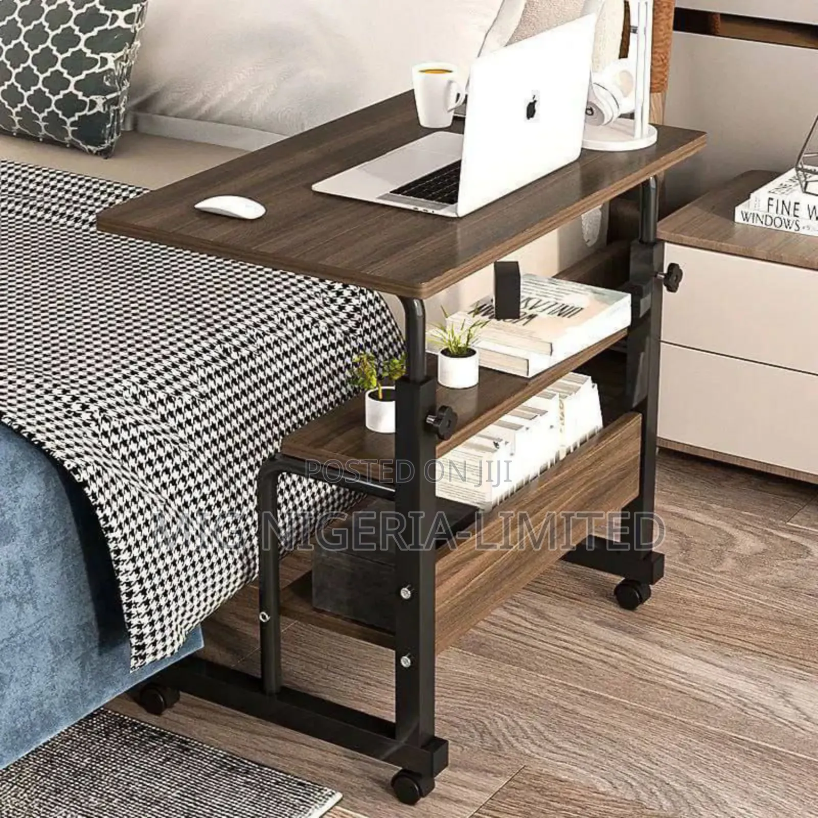 Wooden Adjustable Moveable Steps Laptops Table Brown White , Black