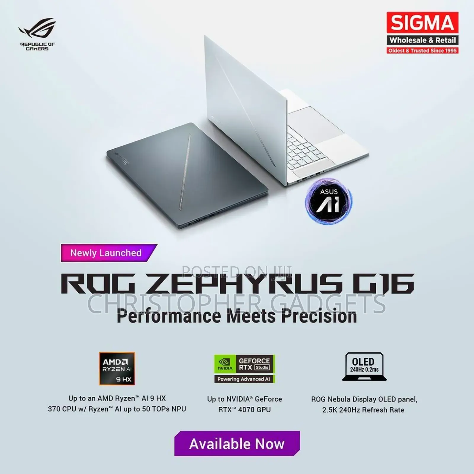 New Laptop Asus ROG Zephyrus G16 32GB Intel Core Ultra 9 SSD 1T