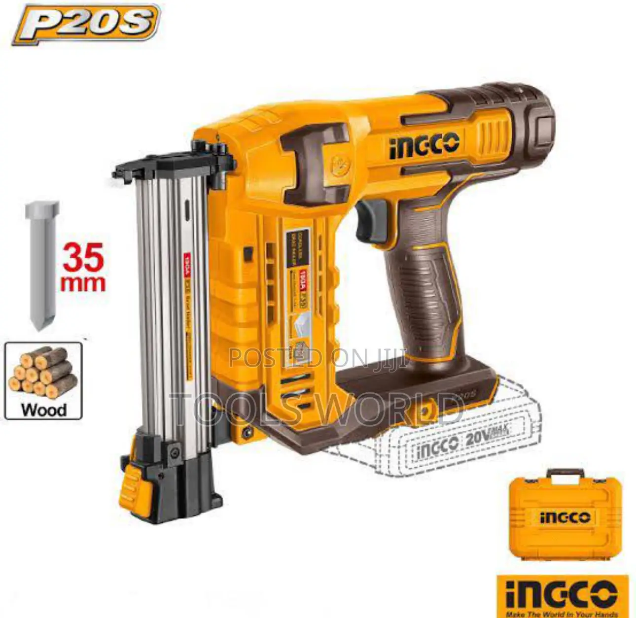Ingco 20v Lithium-Ion Cordless Brad Nailer F15 – F35