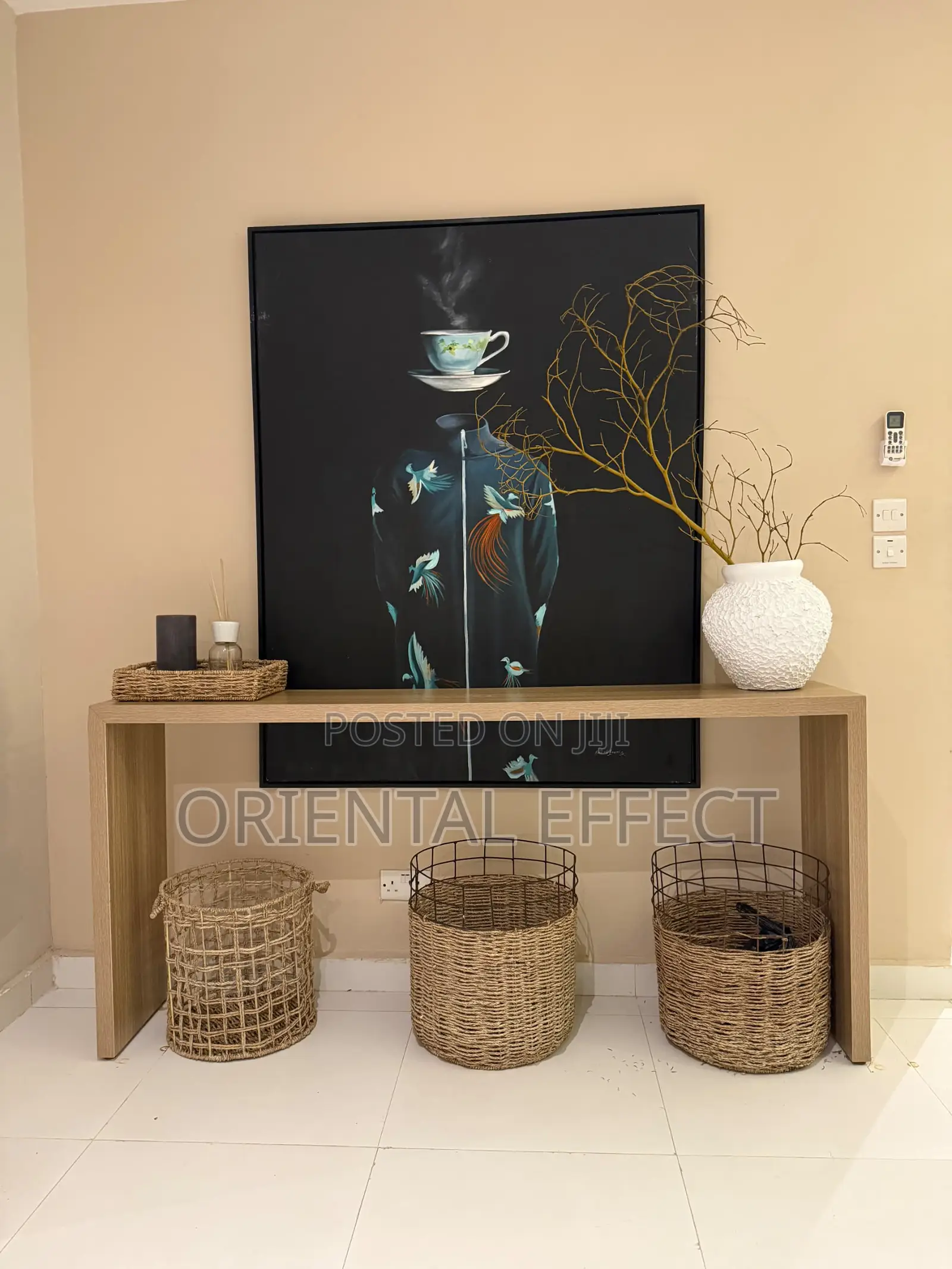 White Sandblast Vase With Natural Twigs | Minimalist Home Decor
