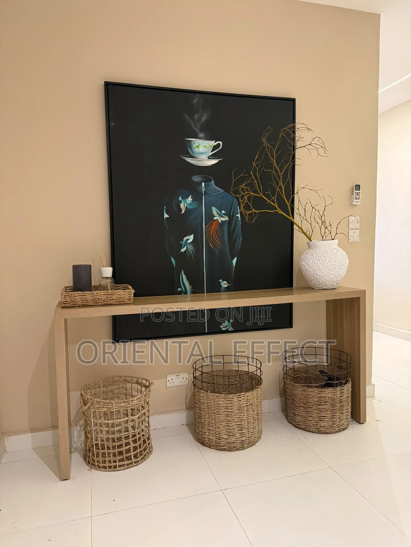 White Sandblast Vase With Natural Twigs | Minimalist Home Decor