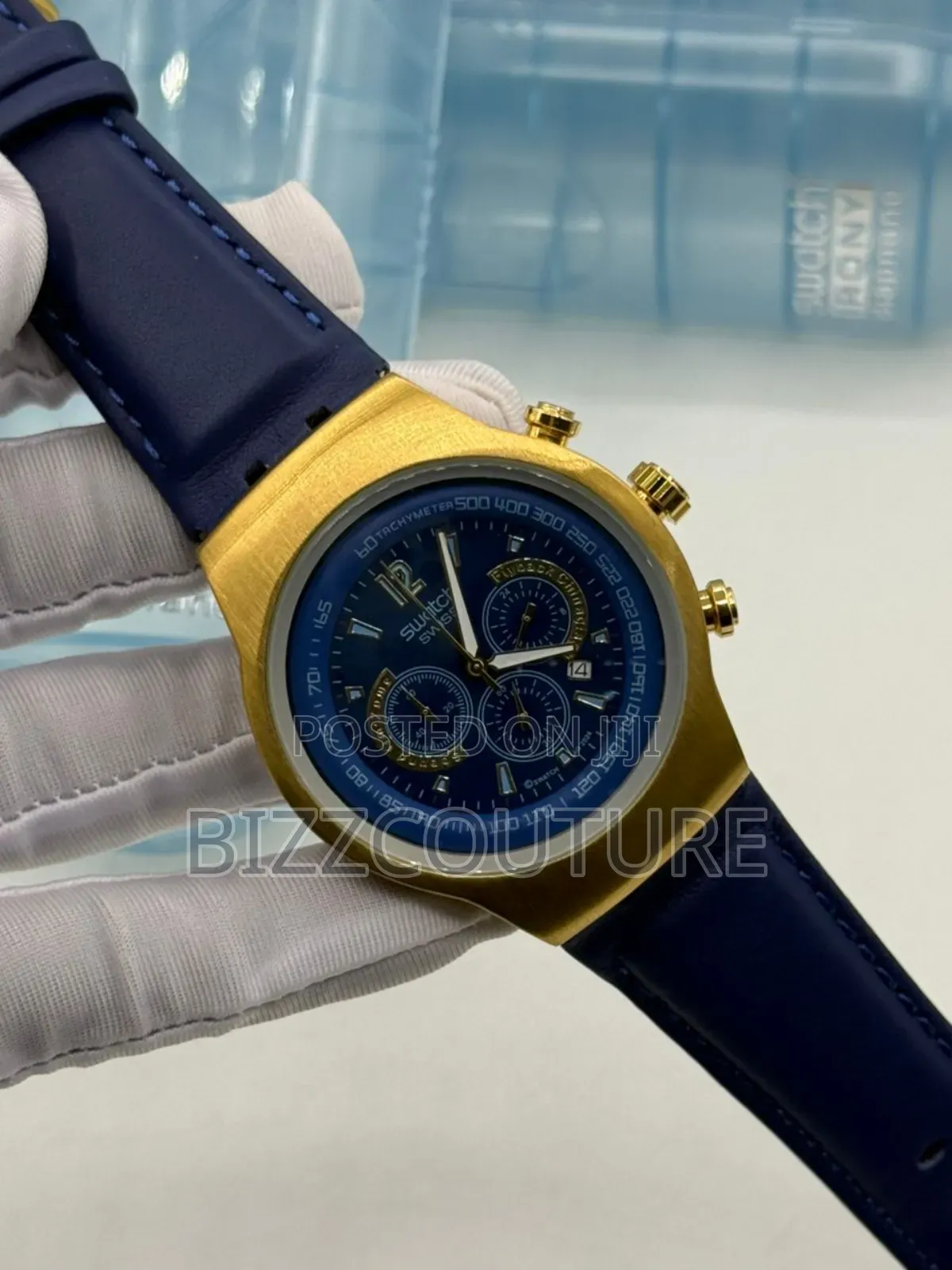 Original Swatch Leather Strap Watch Available In Store