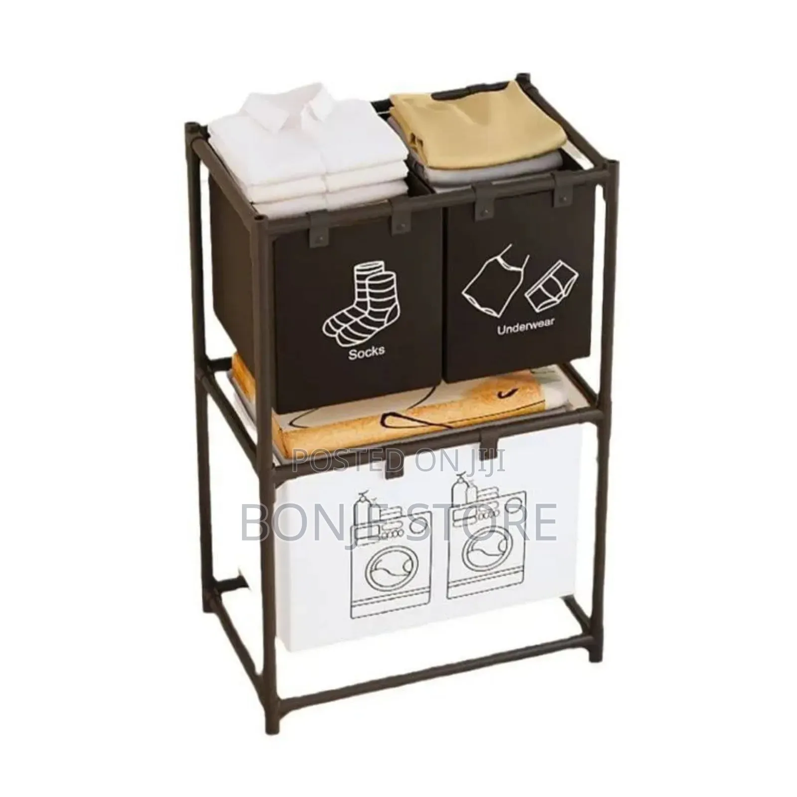 Double Layer 4 Compartment Laundry Basket