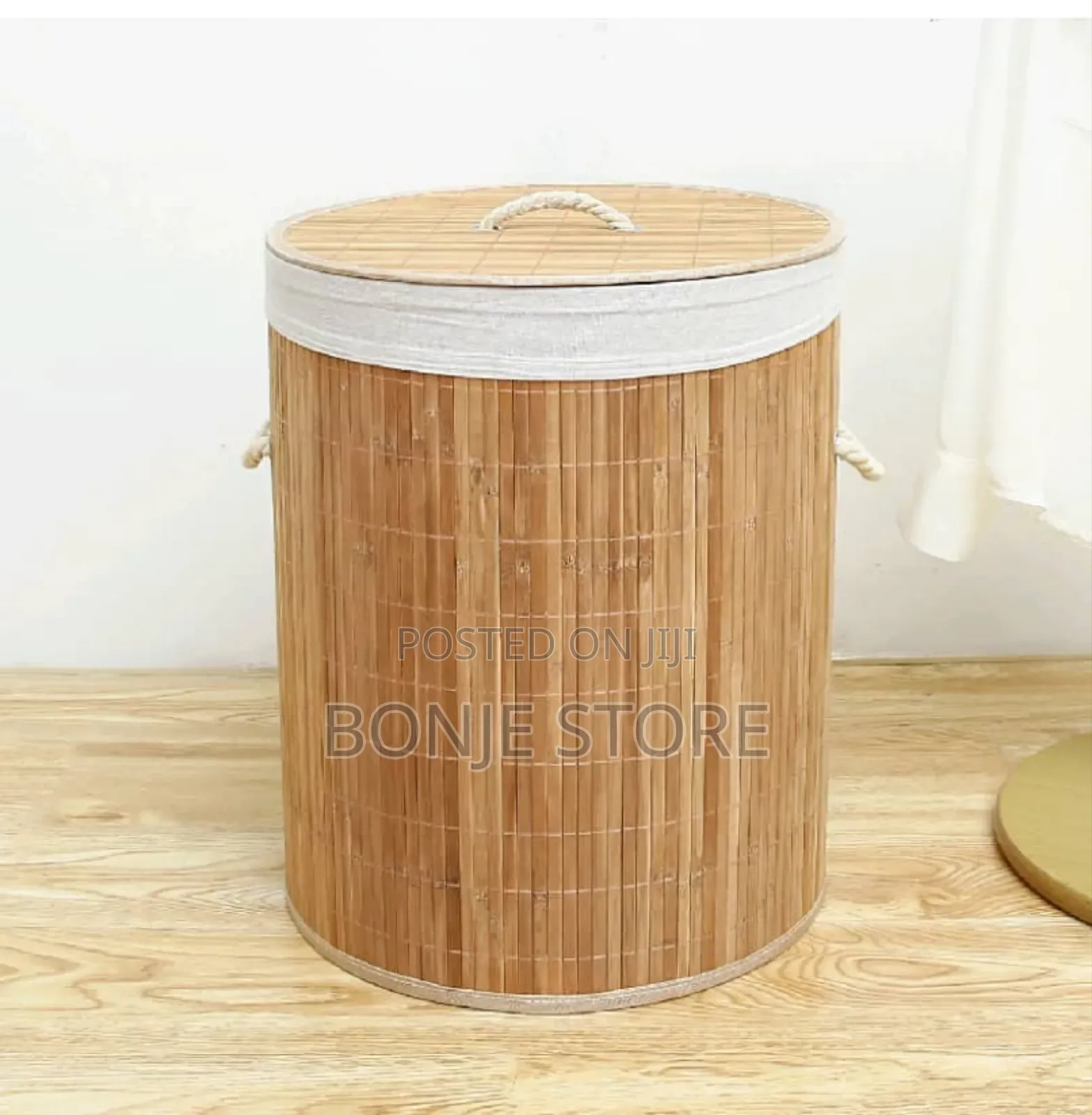 Bamboo Foldable Laundry Basket for Clothes Storage and Grocery Basket