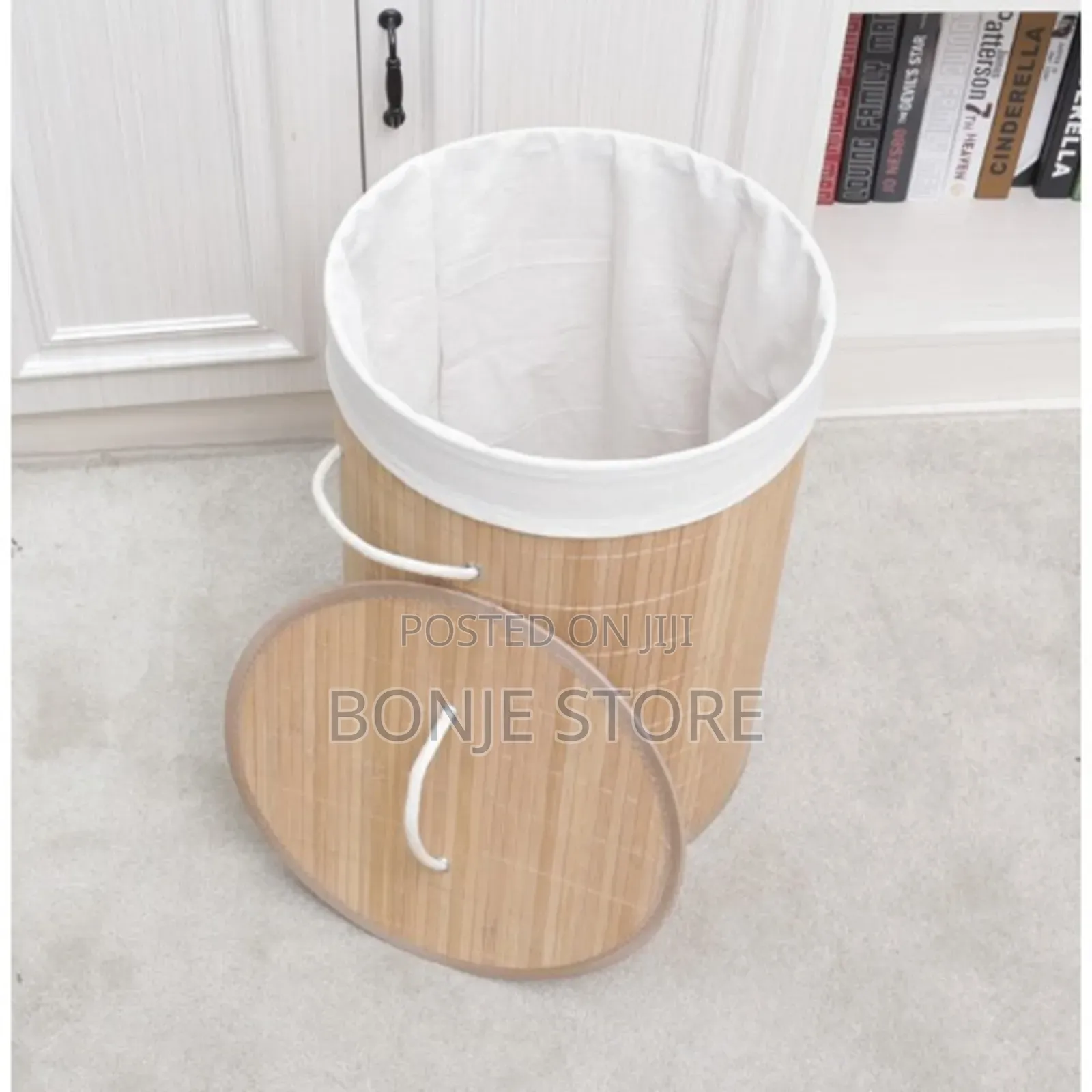 Bamboo Foldable Laundry Basket for Clothes Storage and Grocery Basket