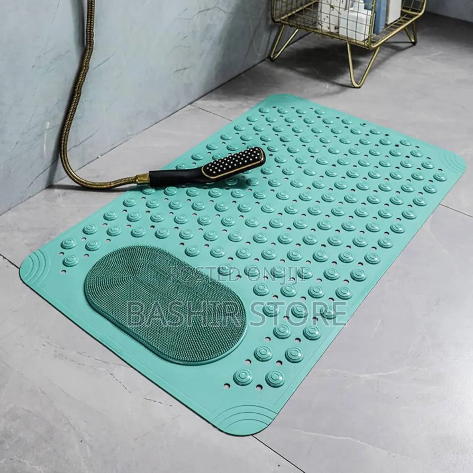 Anti-Slip Shower Mat With Suction Cups and a Foot Scrubber Area.
