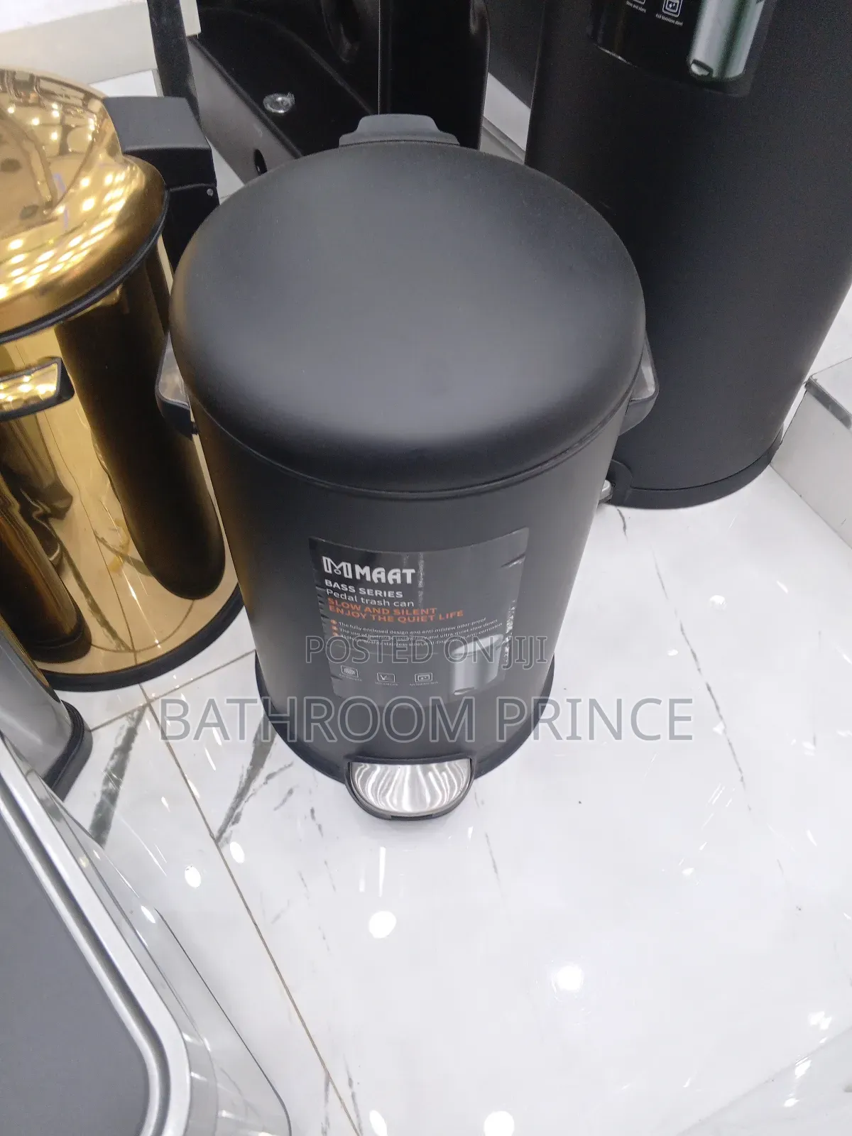 12 Liter Matt Black Foot Opening Waste Bin