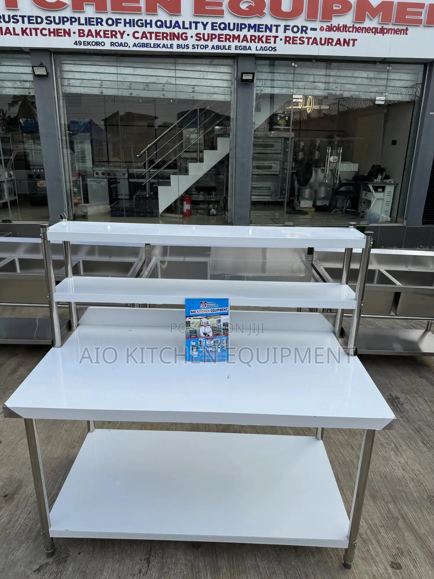 Double Layer Tabletop Stand 38 Round Legs Stainless
