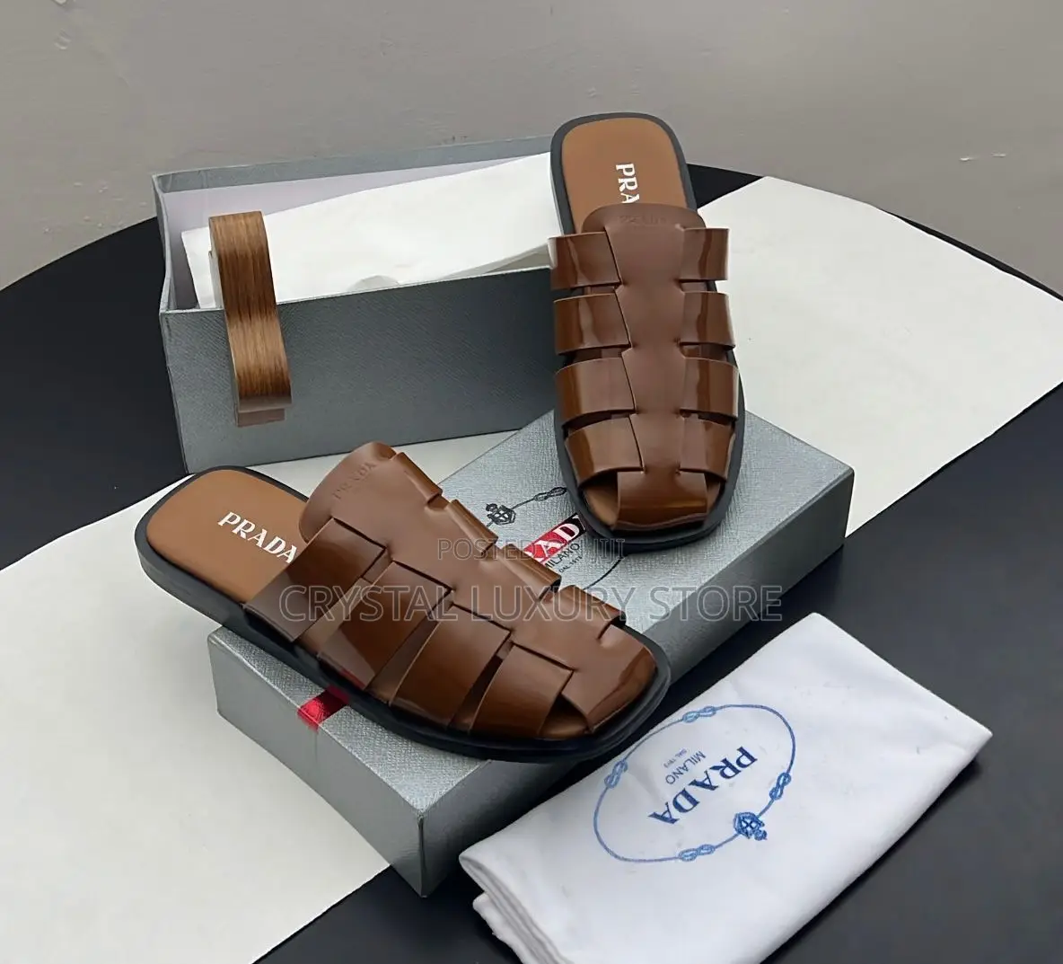 Prada Quality Luxury Men Genuine Leather Sandals