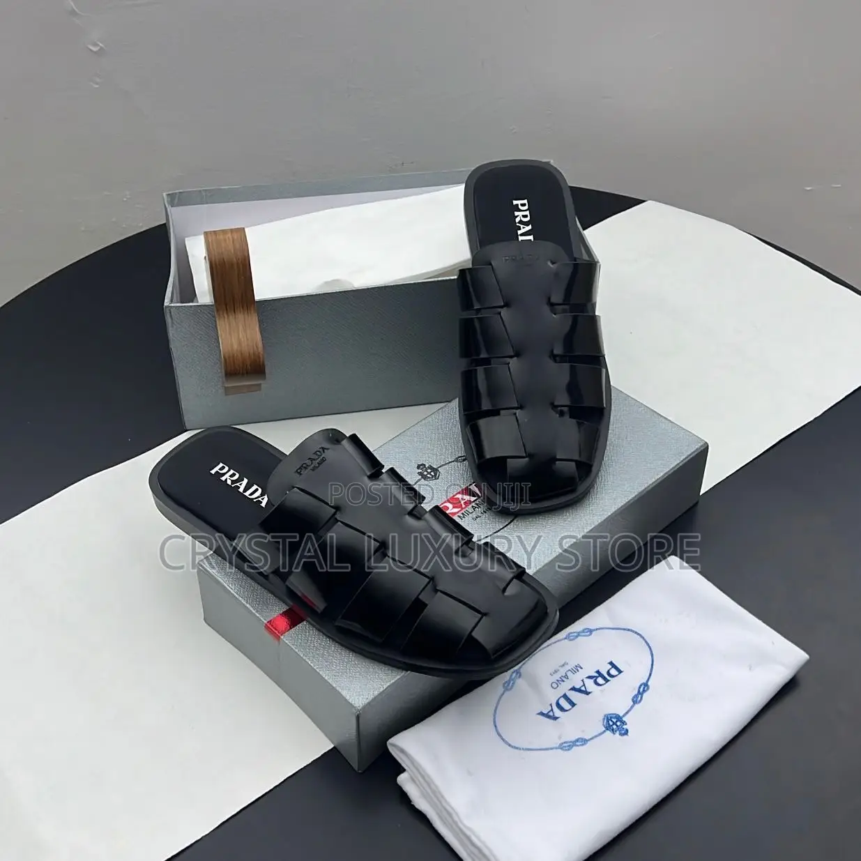 Prada Quality Luxury Men Genuine Leather Sandals
