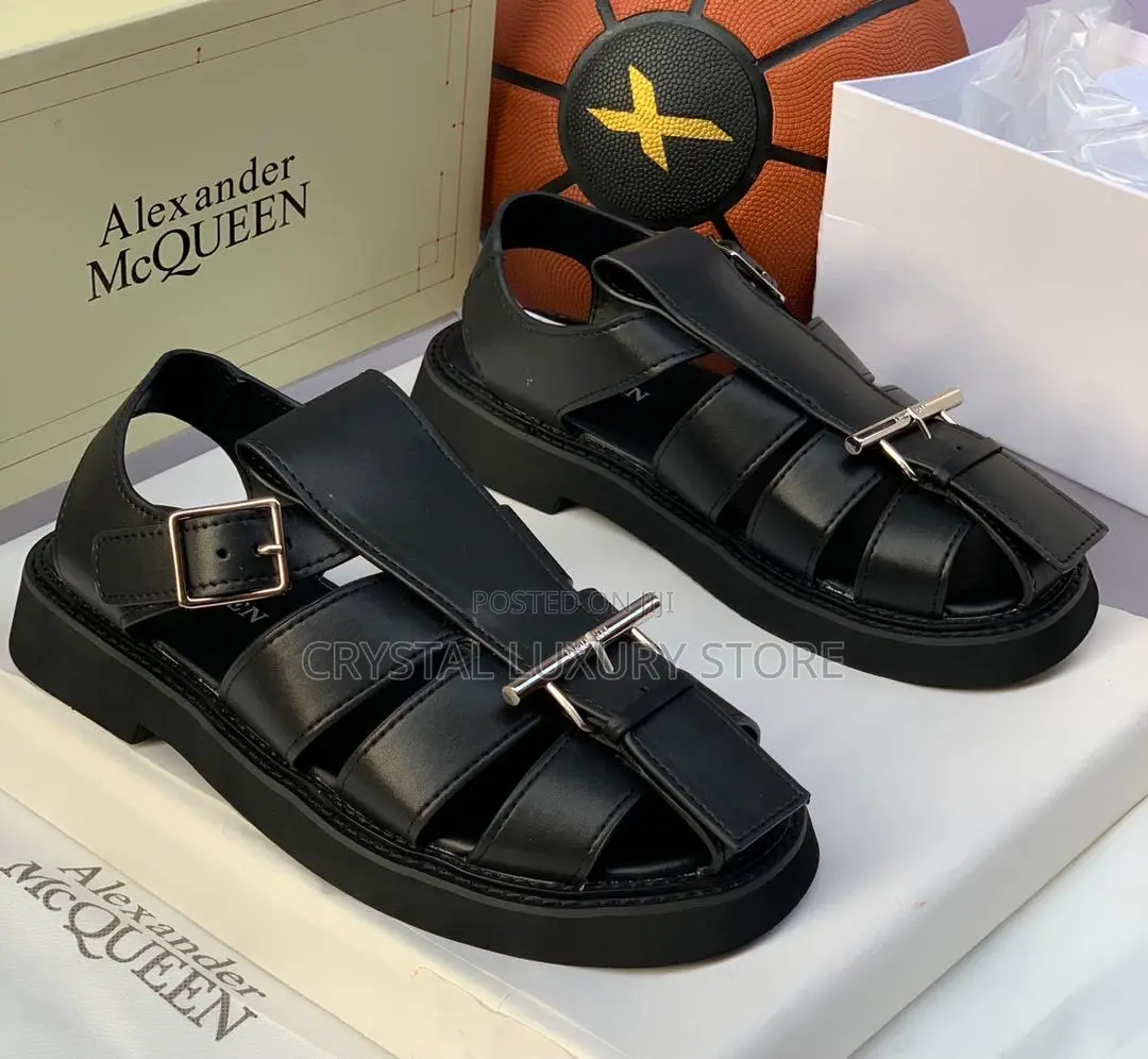 Alexander McQueen Quality Luxury Men Genuine Leather Sandals
