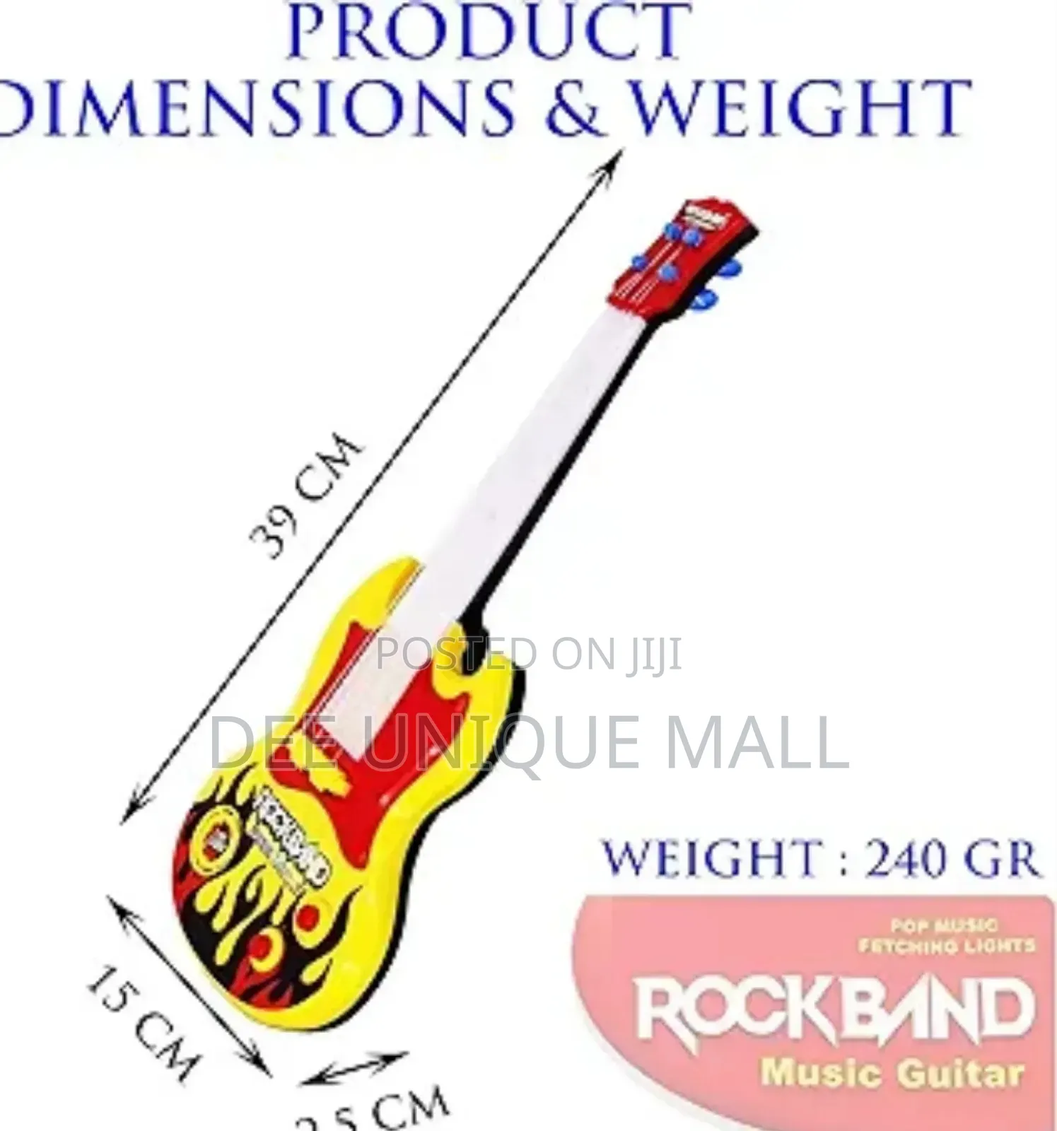 Rockband Musical Mini Guitar With Sound 3d Led Lighting Toy
