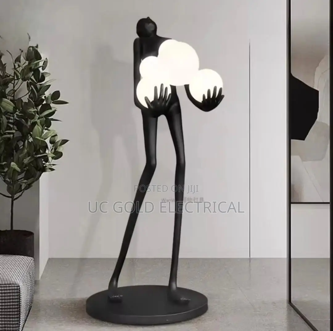 Humanoid Statue Sculpture Floor Lamp Long Arm Ball Exhibition