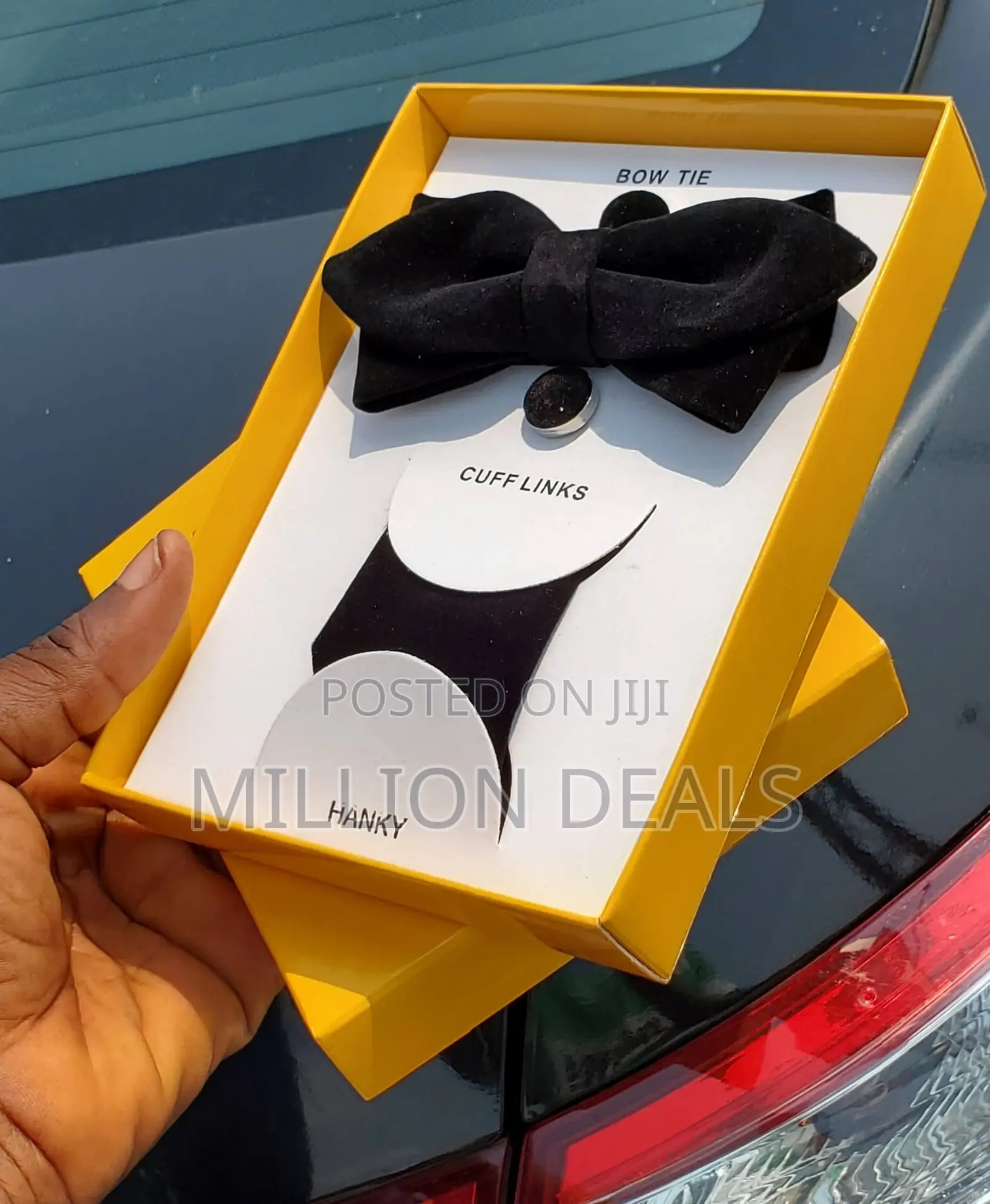 3 in 1 Suede Black Bow Tie Set