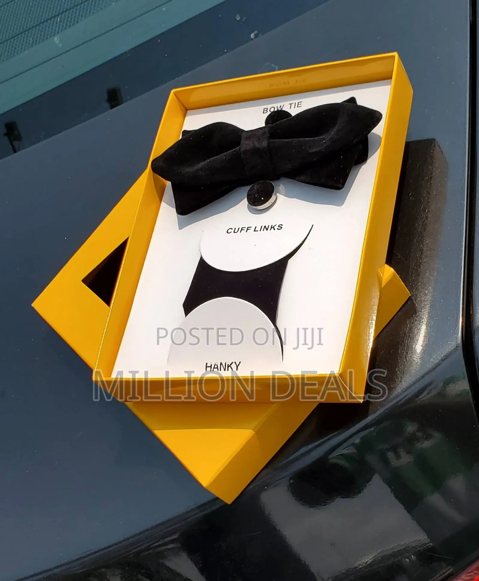 3 in 1 Suede Black Bow Tie Set