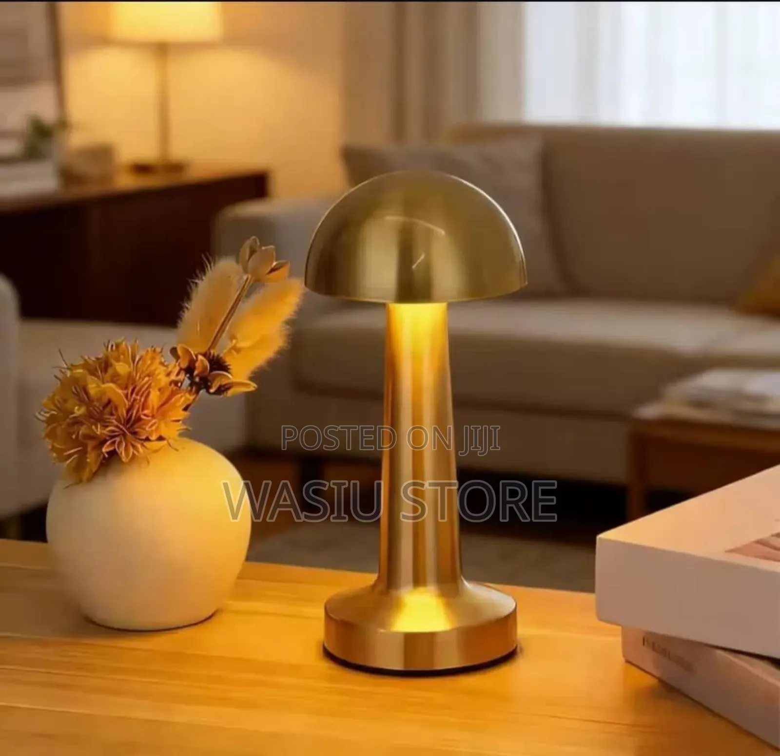Gold Mushroom-Style Rechargeable Led Table Lamp