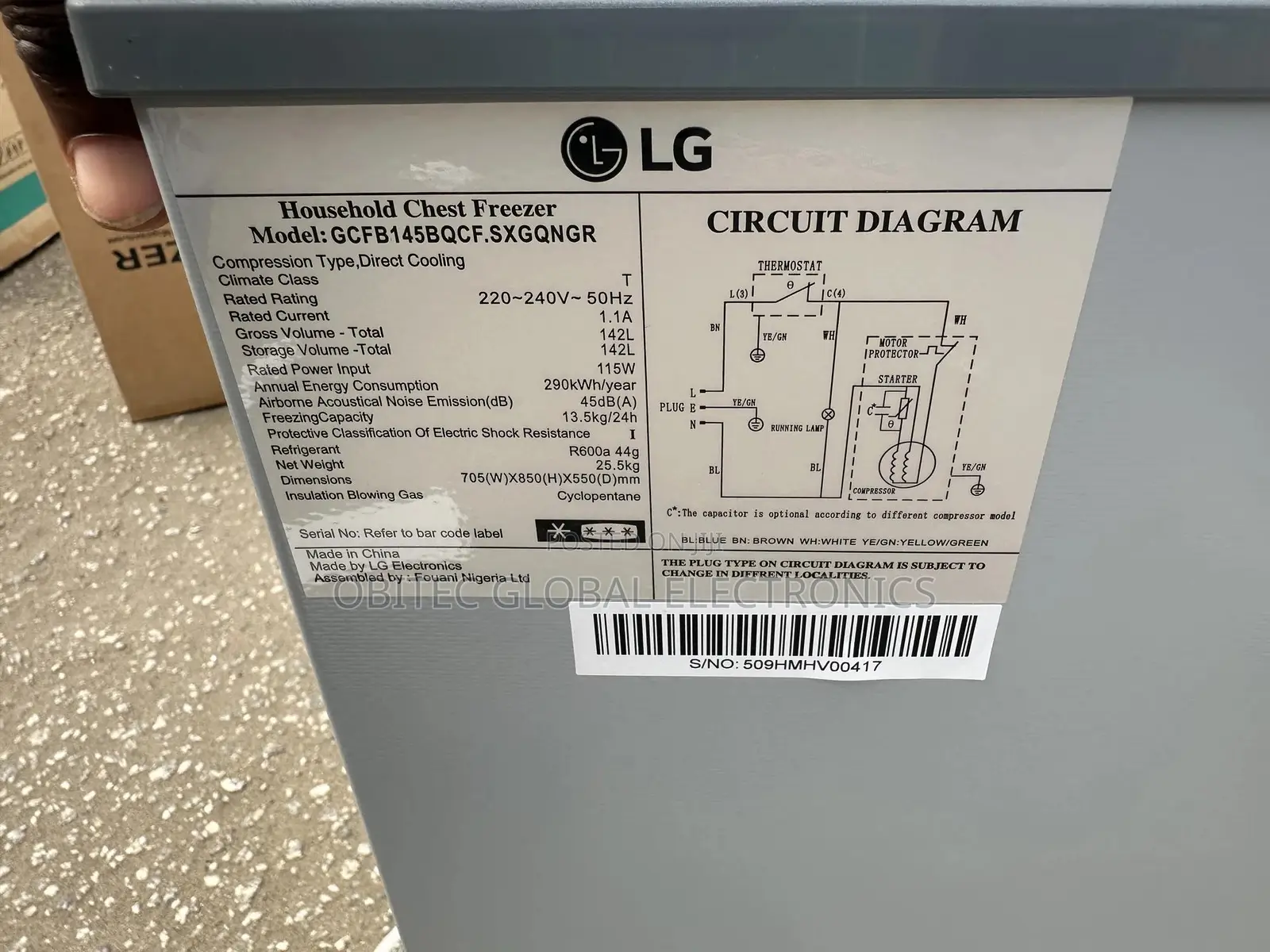 Lg 142l Chest Freezer