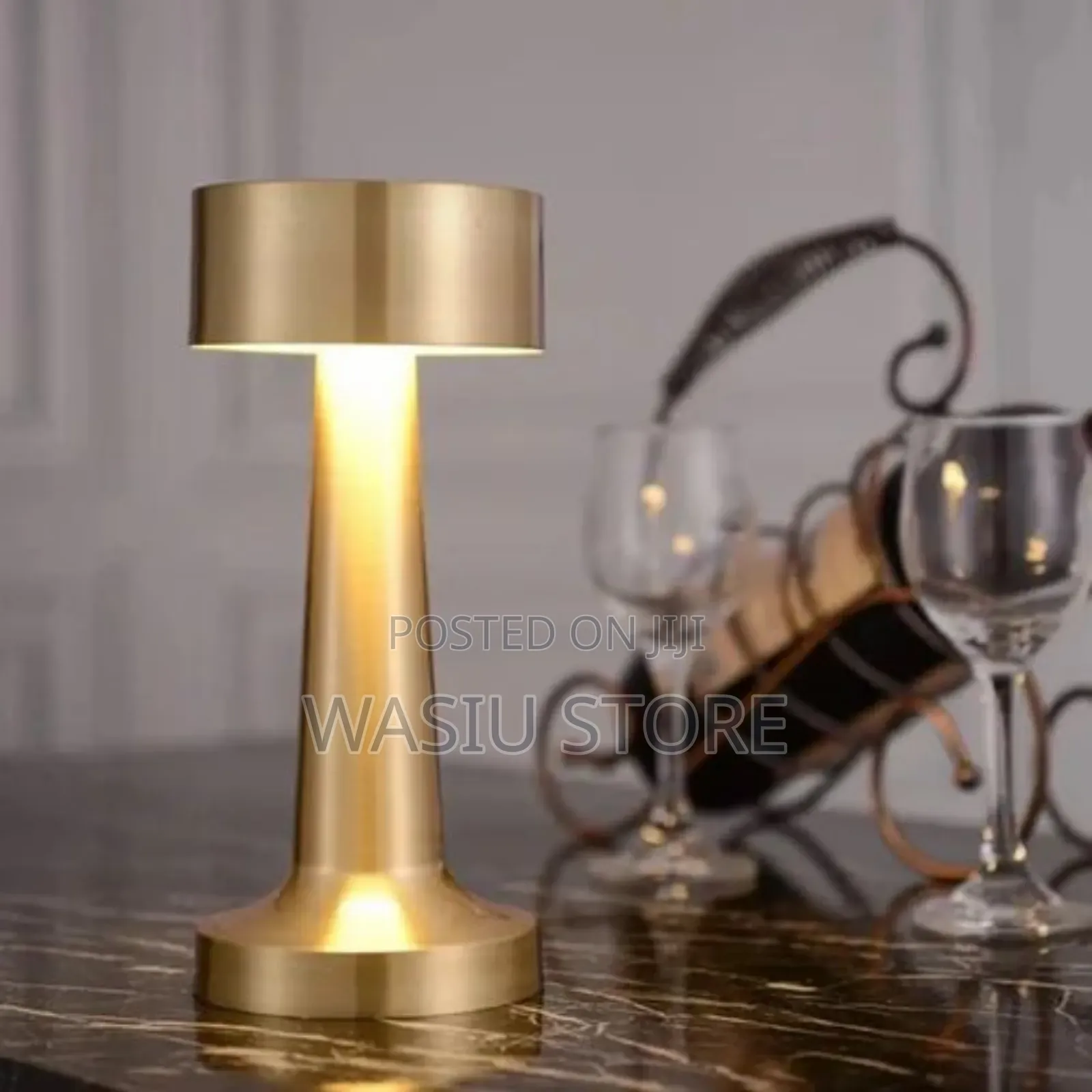 Flat Head Gold Metal Touch Portable Rechargeable Led Table Lamp