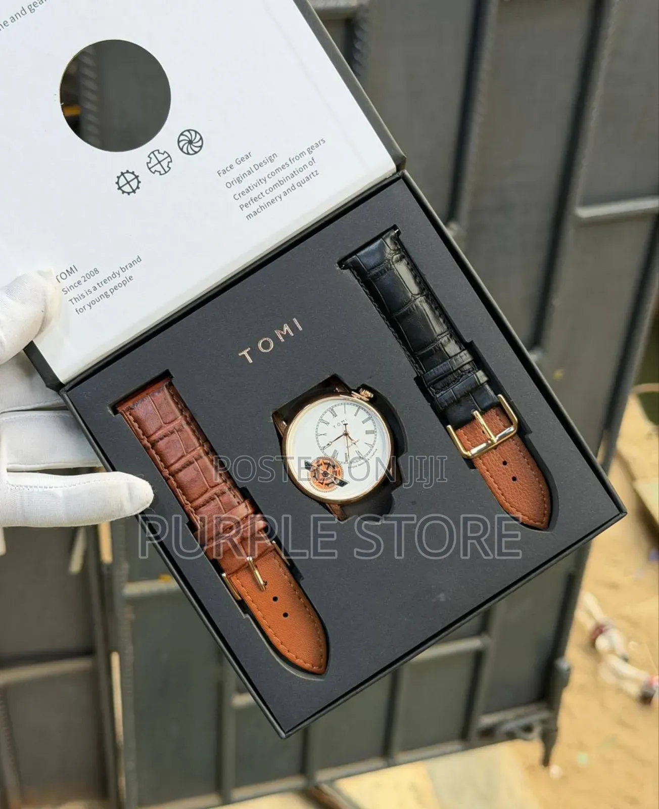 Tomi 2 Straps Leather Wristwatches for Men