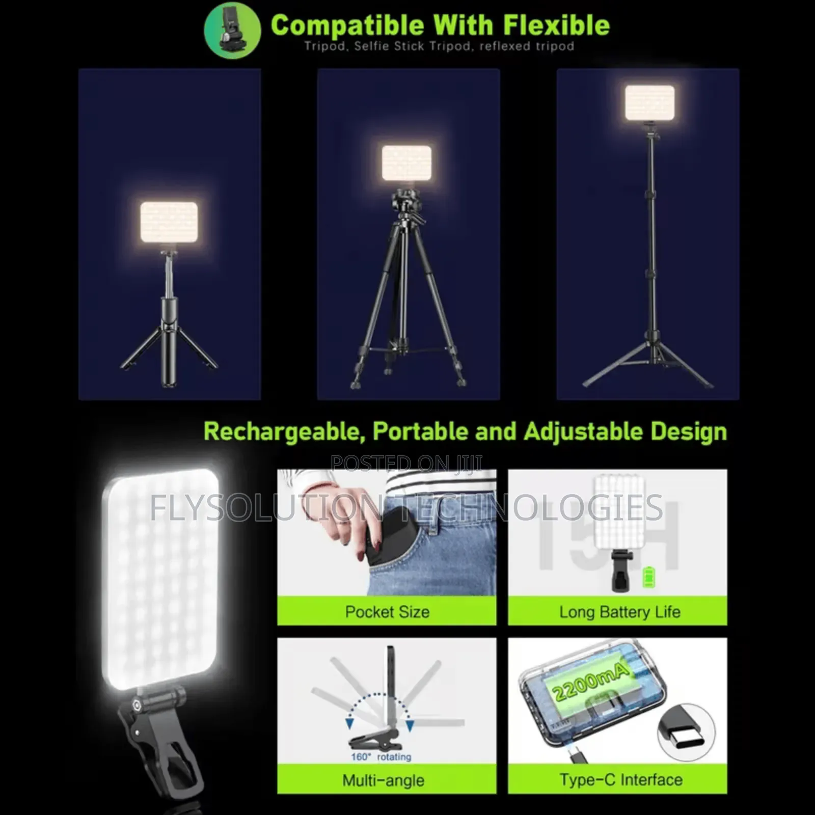 Mobile Phone Led Influencer Light Rechargeable 3 Mode Colour