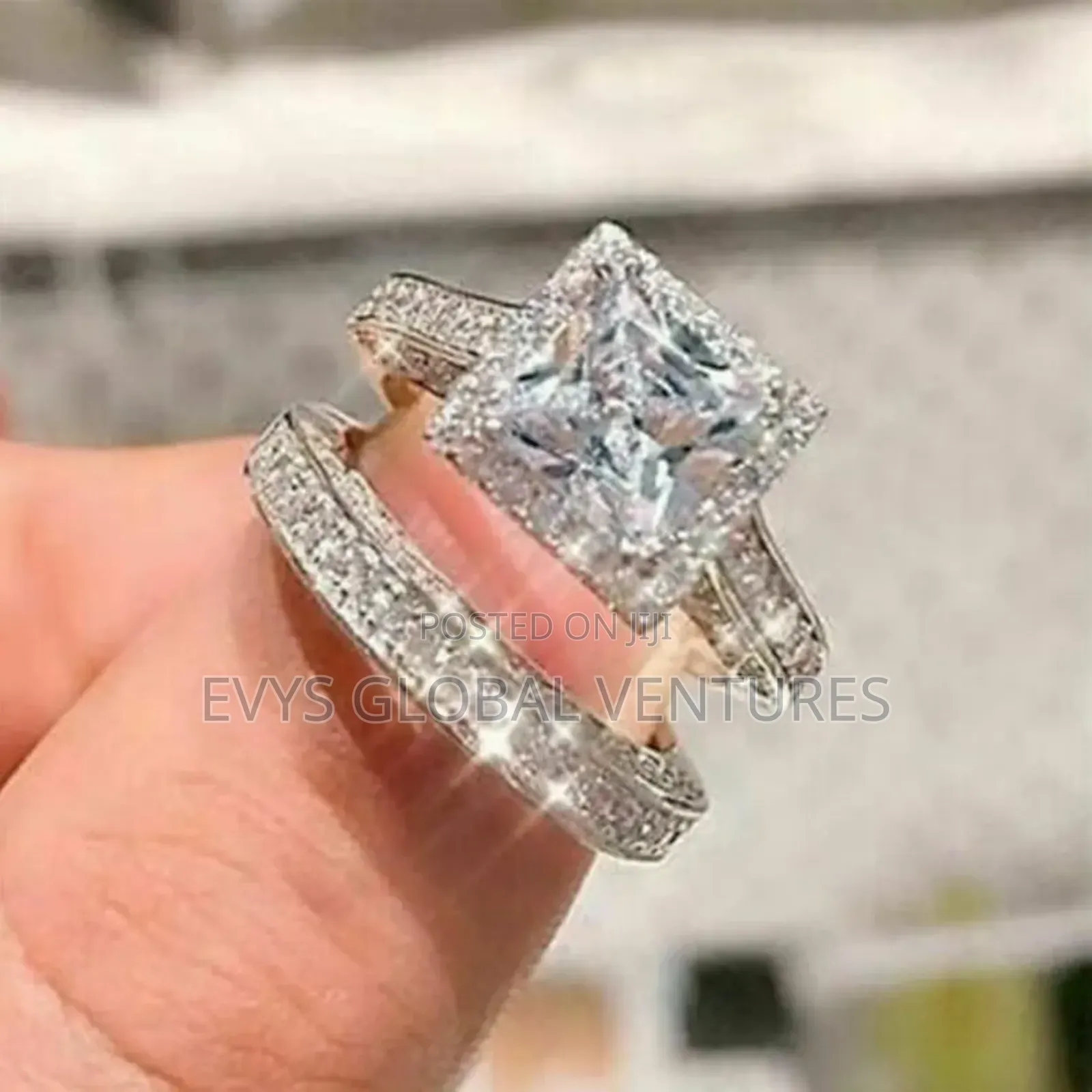 Bridal Wedding Engagement Ring Set - Silver