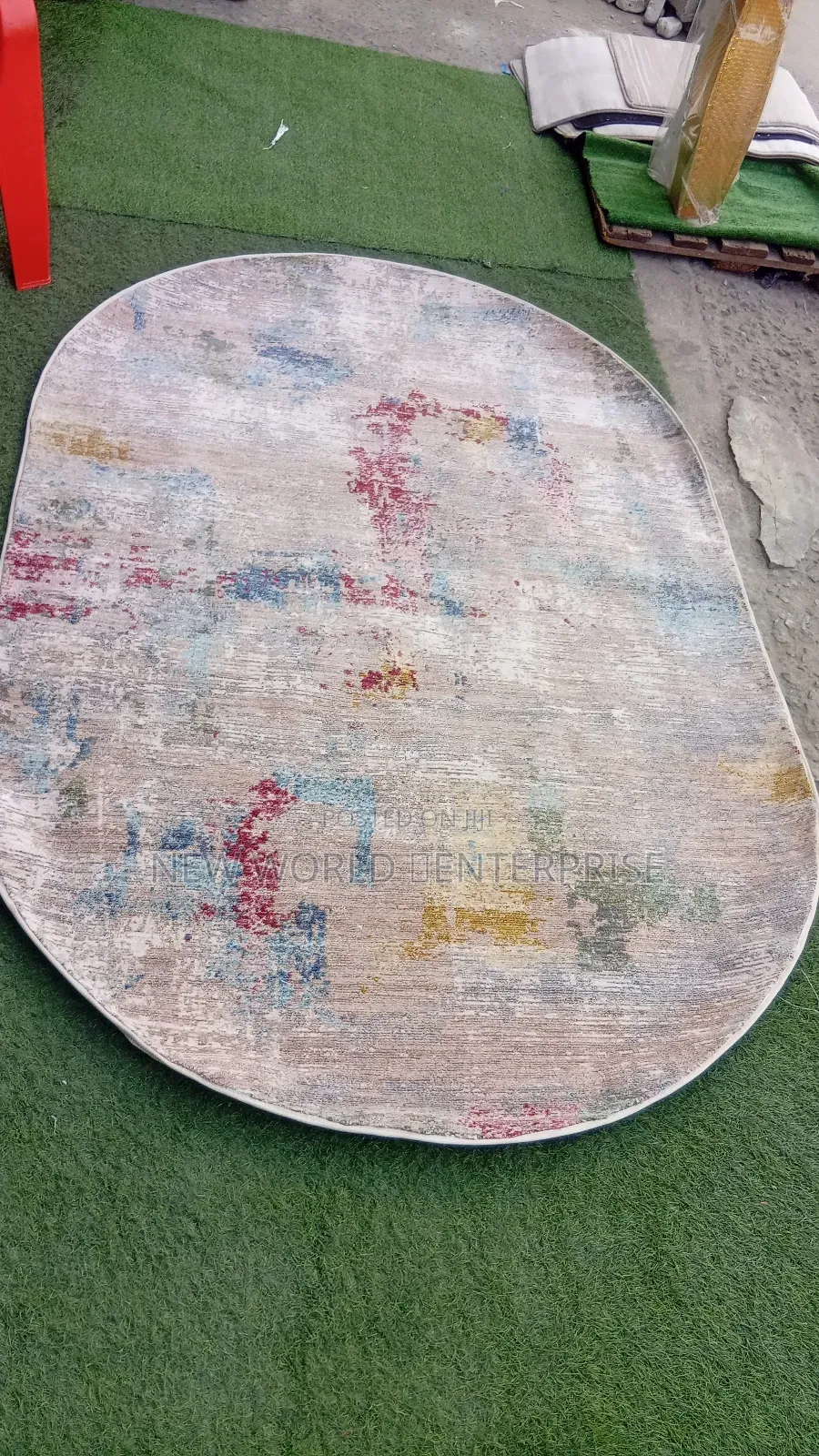 5by6 Feets Oval Shaped Modern Multi Coloured Turkish Centre Rug