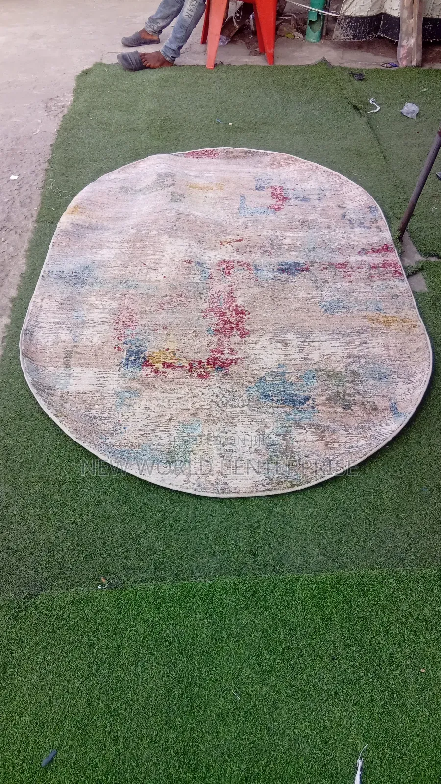 5by6 Feets Oval Shaped Modern Multi Coloured Turkish Centre Rug