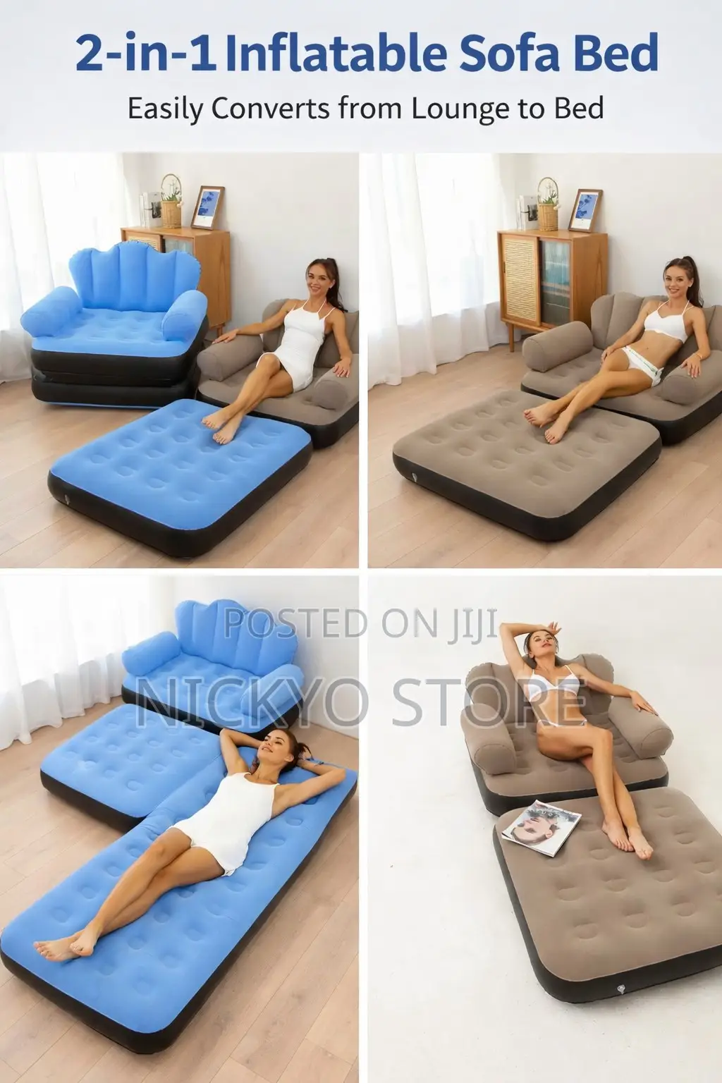 Manual 2-in-1 Inflatable Sofa Bed (Convertible Lounge Bed)