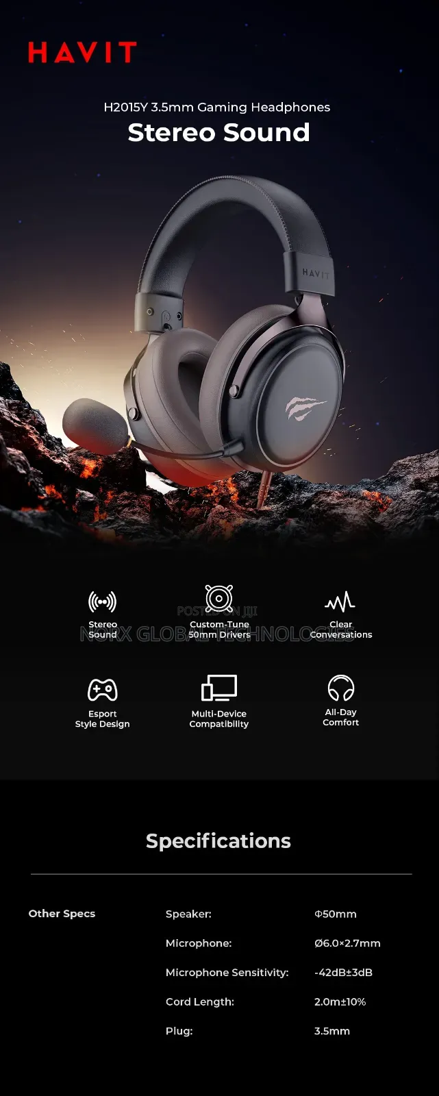 Havit Gaming Headphones H2015y – 3.5mm Wired