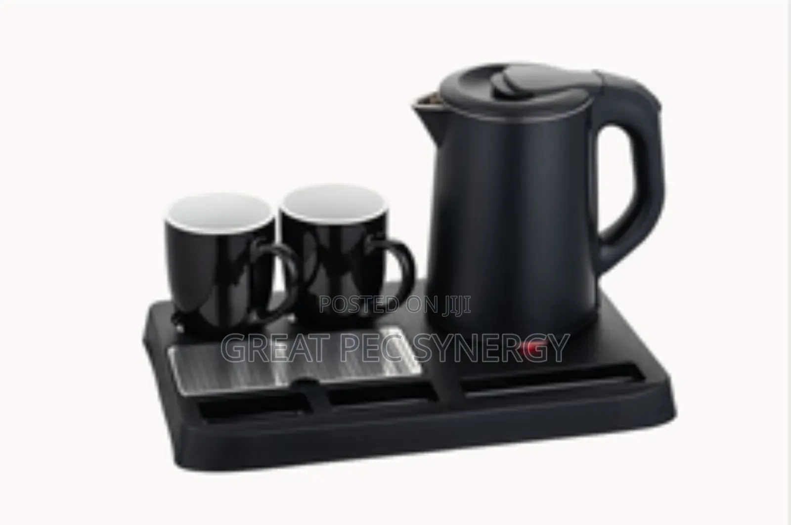 Kettle and Tray With Two Ceramic Cups