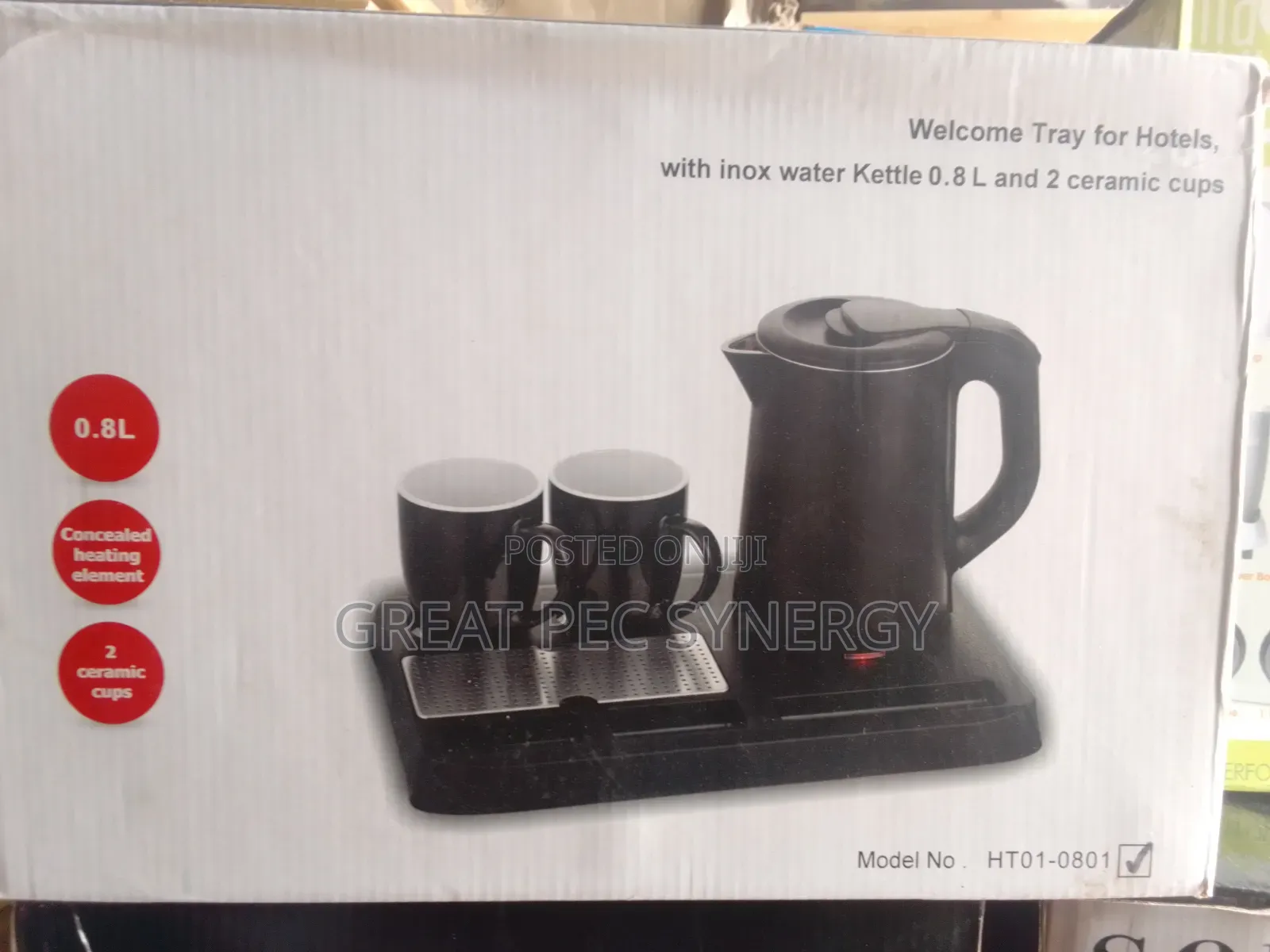 Kettle and Tray With Two Ceramic Cups